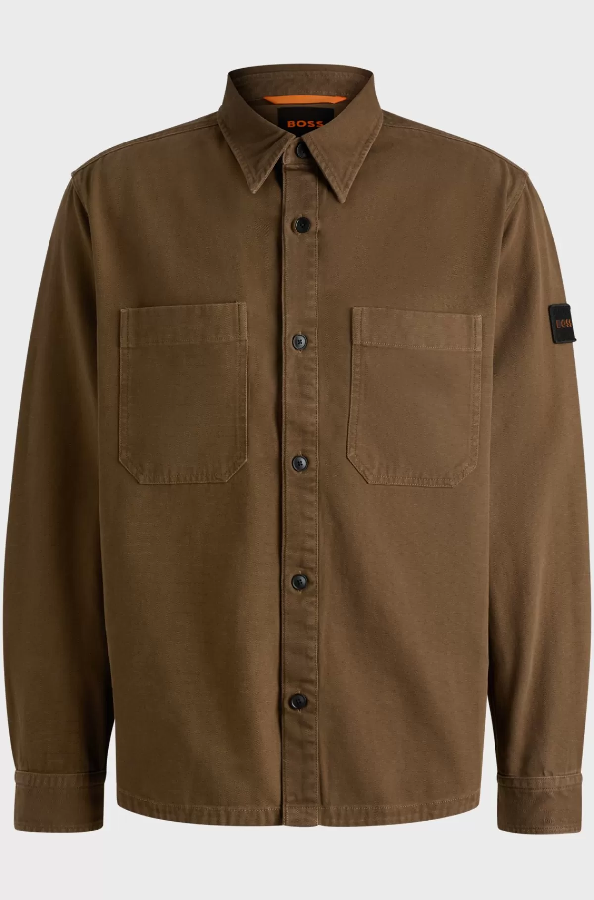 HUGO BOSS Oversize Fit Yderskjorte I Bomuldspiqué Med En Krave Med Spidse Flipper Lysegrøn Discount