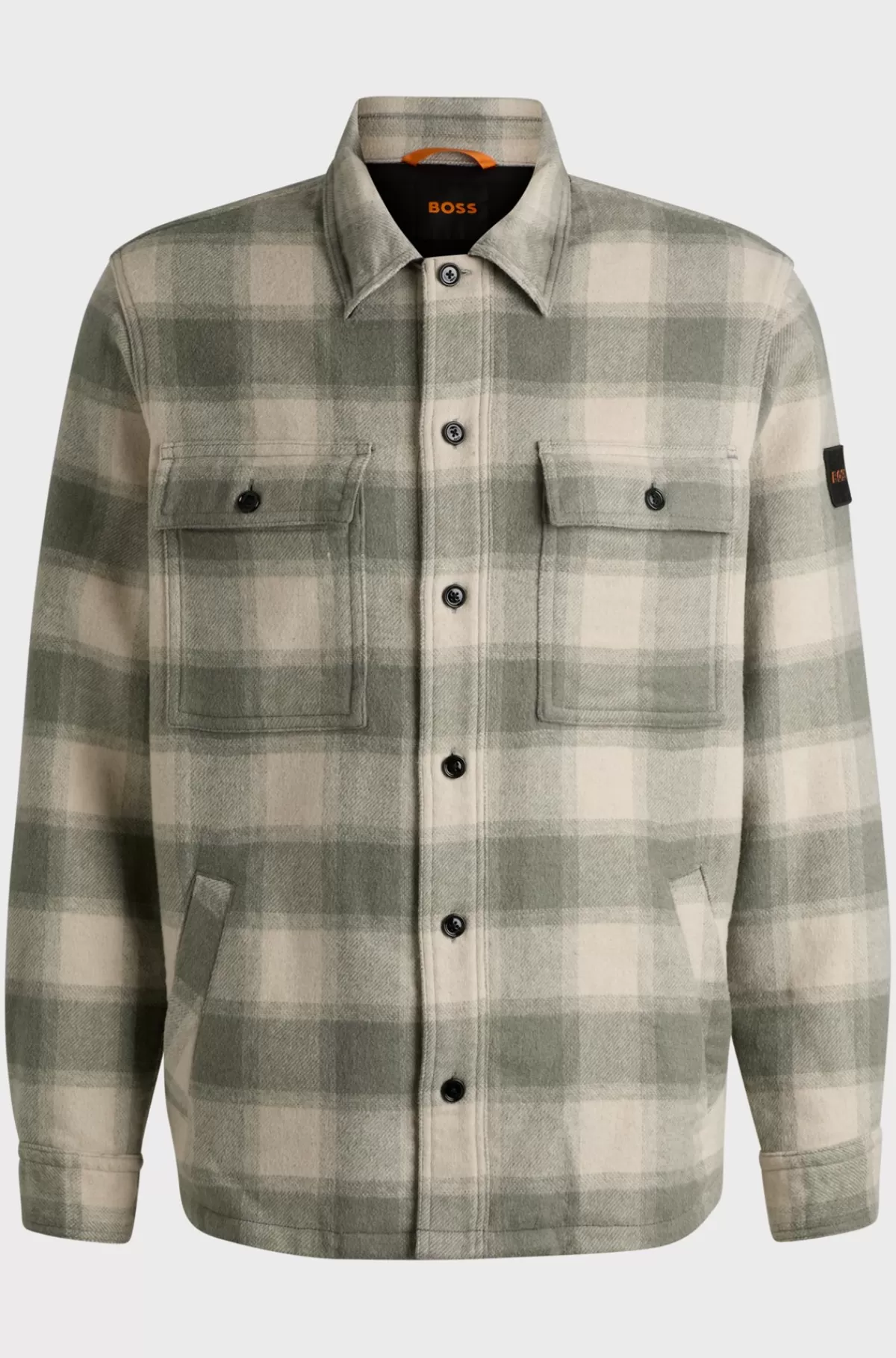 HUGO BOSS Oversize Fit Yderskjorte I Ternet Tweed Og Krave Med Spidse Flipper Lys beige Online