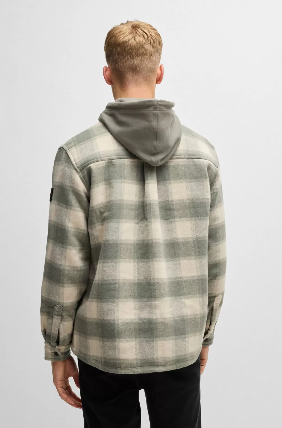 HUGO BOSS Oversize Fit Yderskjorte I Ternet Tweed Og Krave Med Spidse Flipper Lys beige Online