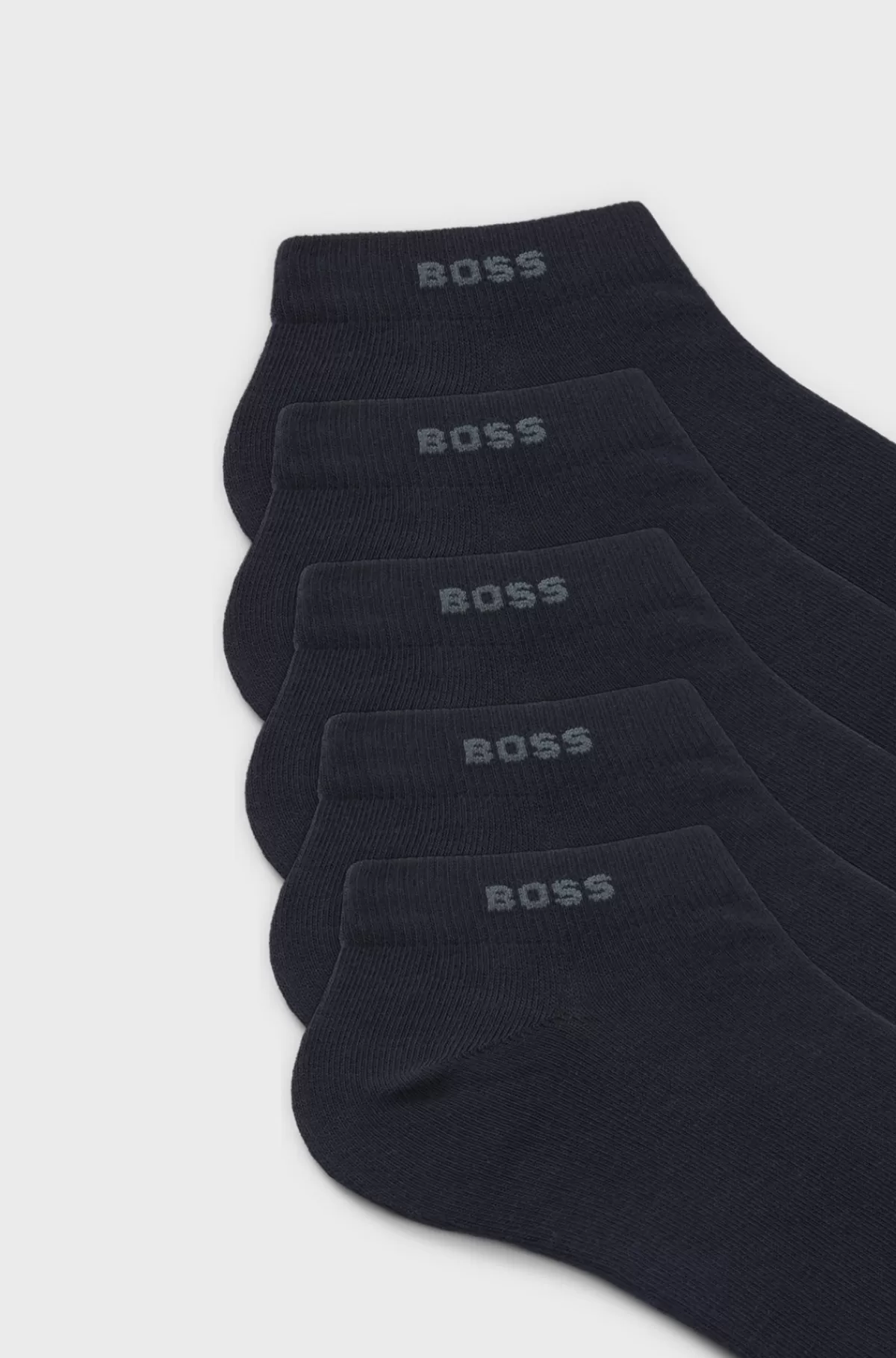 HUGO BOSS Pakke Med Fem Par Ankelstrømper I Bomuldsblanding Og Med Mærke Mørkeblå Sale
