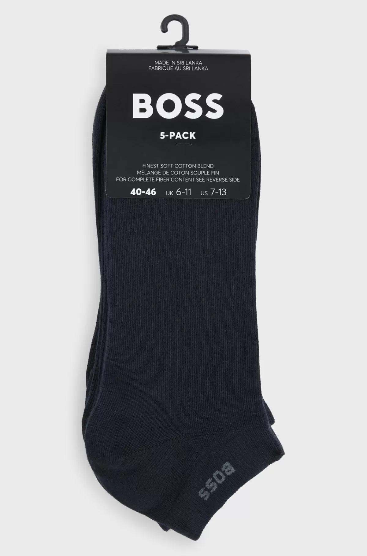 HUGO BOSS Pakke Med Fem Par Ankelstrømper I Bomuldsblanding Og Med Mærke Mørkeblå Sale