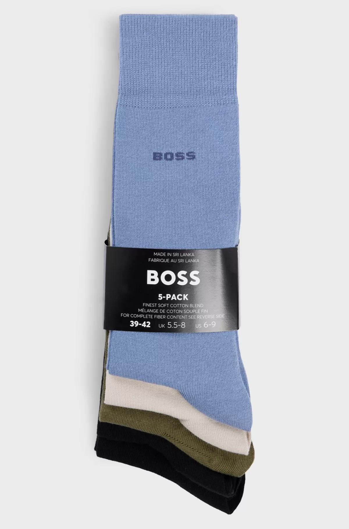 HUGO BOSS Pakke Med Fem Par Sokker I Almindelig Længde I Bomuldsblanding Sort New