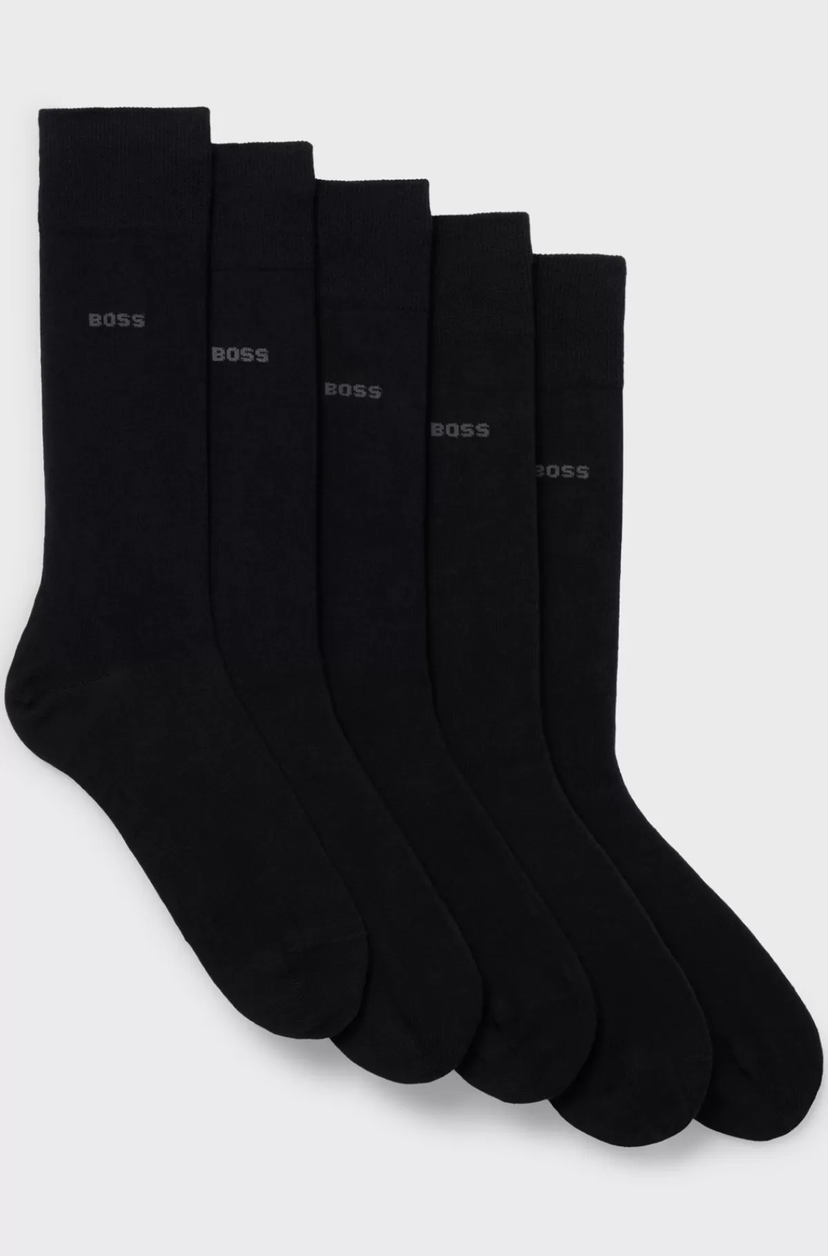 HUGO BOSS Pakke Med Fem Par Strømper I Almindelig Længde I Bomuldsblanding Sort Outlet