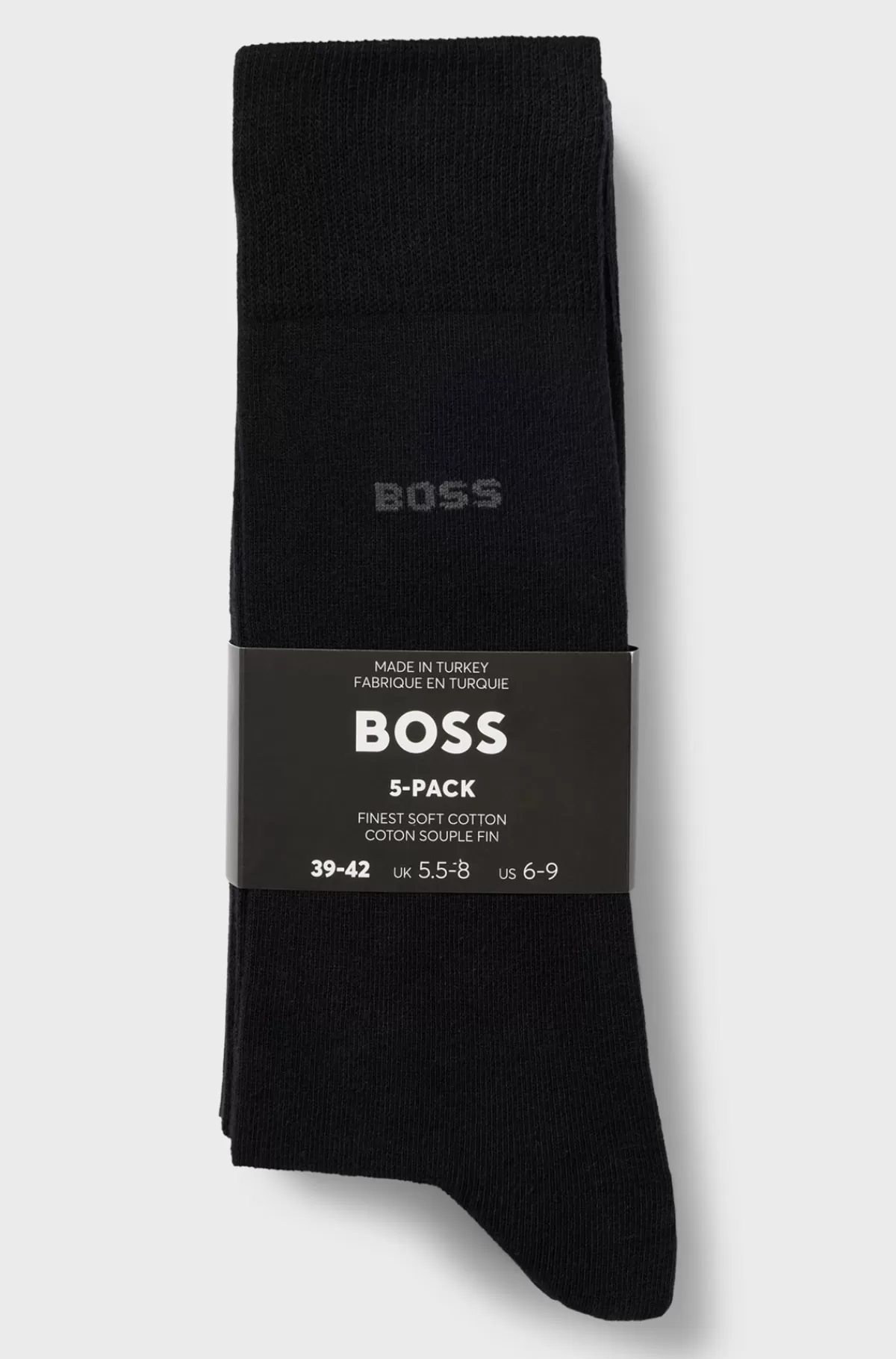 HUGO BOSS Pakke Med Fem Par Strømper I Almindelig Længde I Bomuldsblanding Sort Outlet