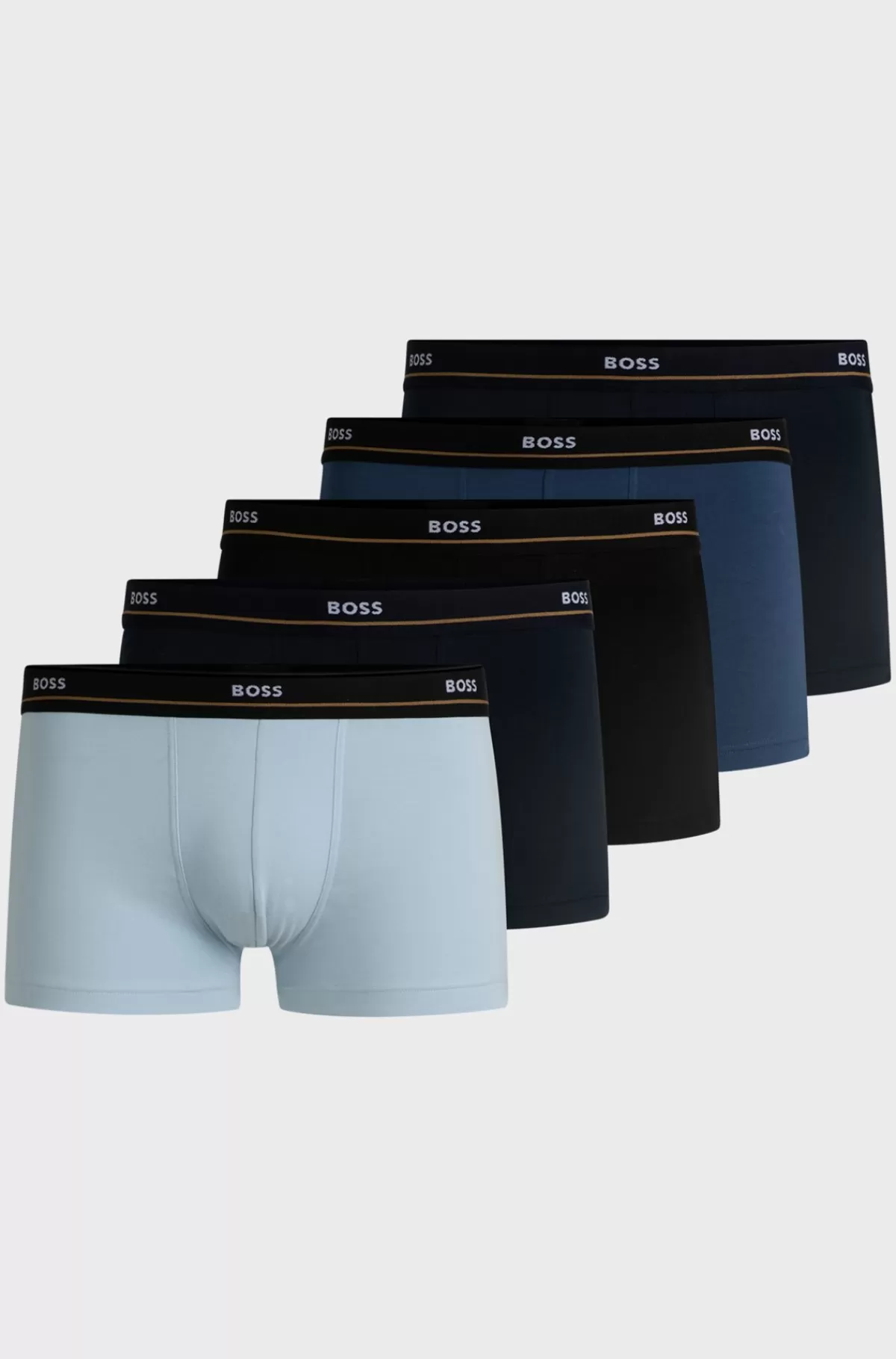 HUGO BOSS Pakke Med Fem Par Underbukser I Bomuld Med Stræk Med Logolinning Sort/blå Store