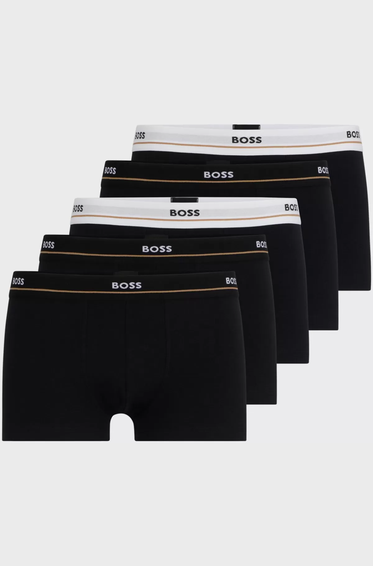 HUGO BOSS Pakke Med Fem Par Underbukser I Bomuld Med Stræk Med Logolinning Sort Discount