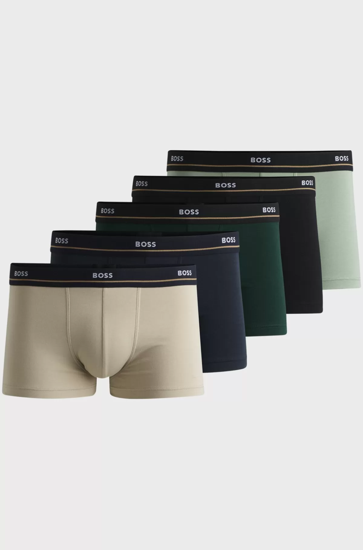 HUGO BOSS Pakke Med Fem Par Underbukser I Bomuld Med Stræk Og Logolinning Lys beige / Blå / Grøn / Sort Outlet