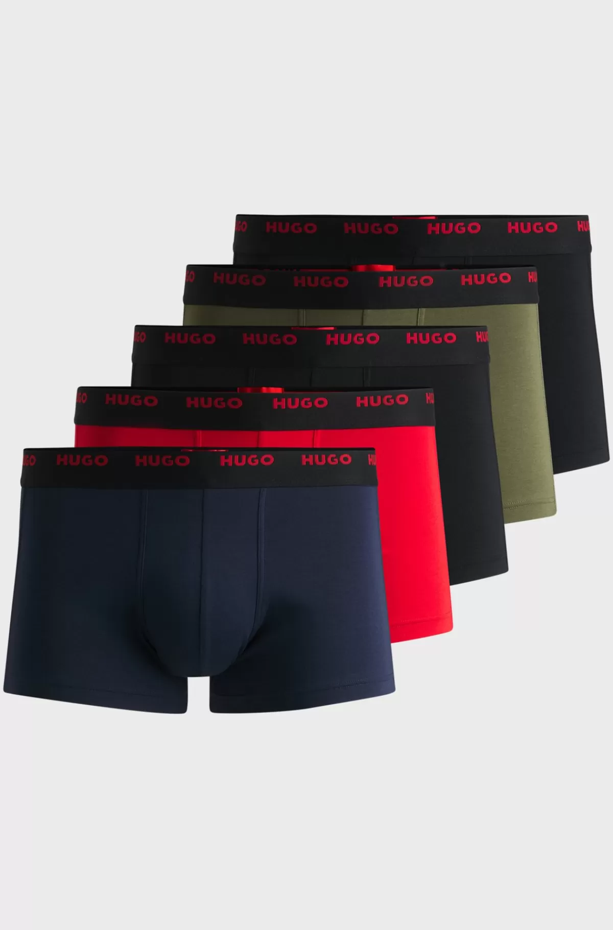 HUGO BOSS Pakke Med Fem Par Underbukser I Bomuld Med Stræk Og Logolinning Rød / Blå / Sort Shop