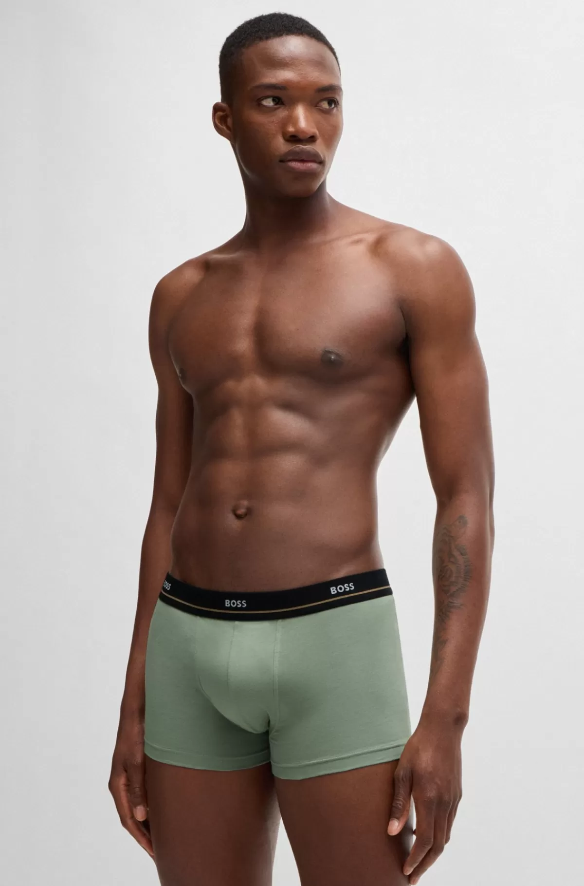HUGO BOSS Pakke Med Fem Par Underbukser I Bomuld Med Stræk Og Logolinning Lys beige / Blå / Grøn / Sort Outlet