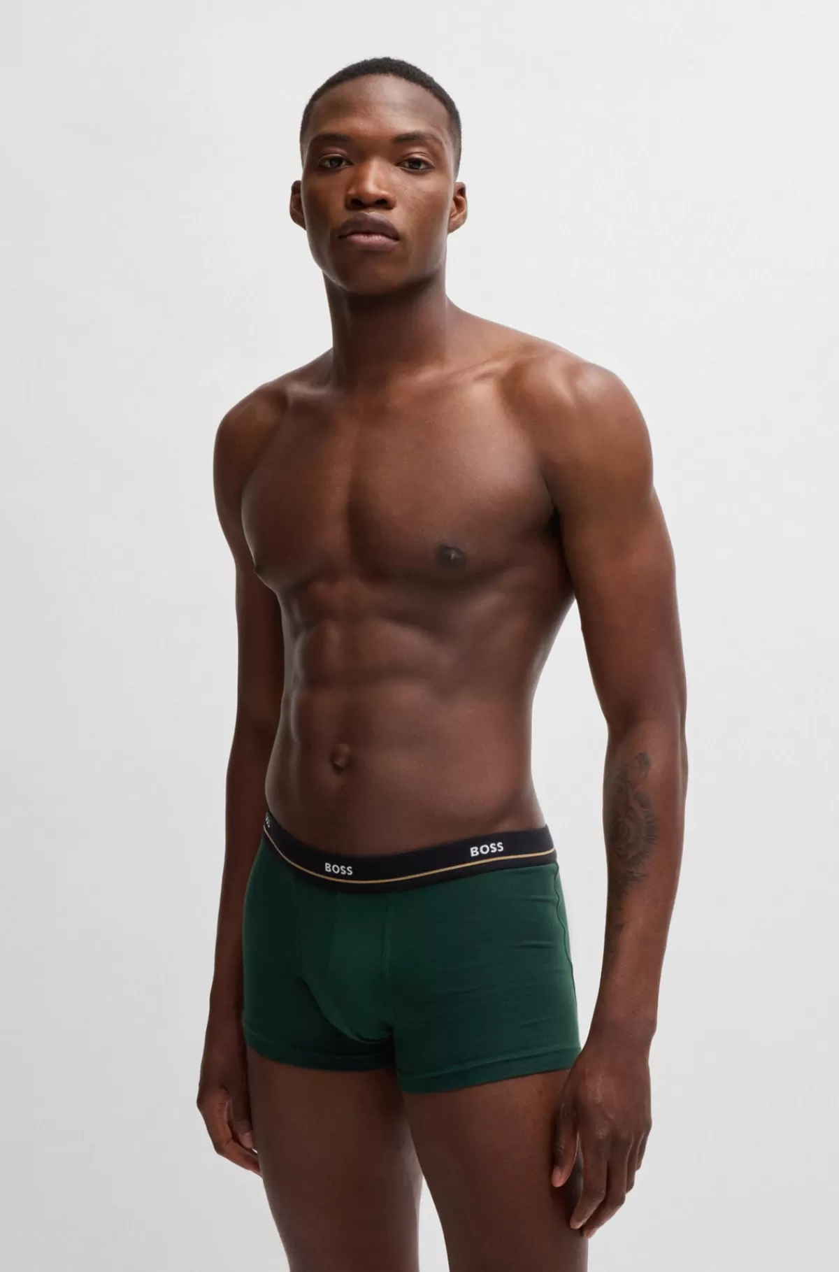 HUGO BOSS Pakke Med Fem Par Underbukser I Bomuld Med Stræk Og Logolinning Lys beige / Blå / Grøn / Sort Outlet