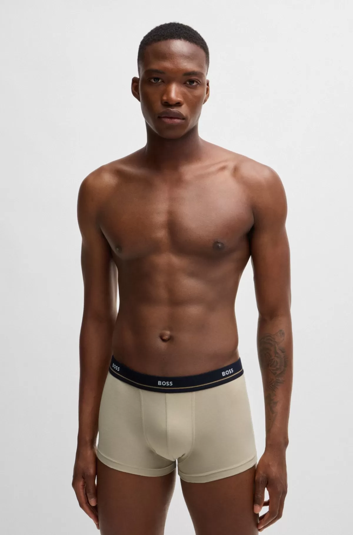 HUGO BOSS Pakke Med Fem Par Underbukser I Bomuld Med Stræk Og Logolinning Lys beige / Blå / Grøn / Sort Outlet