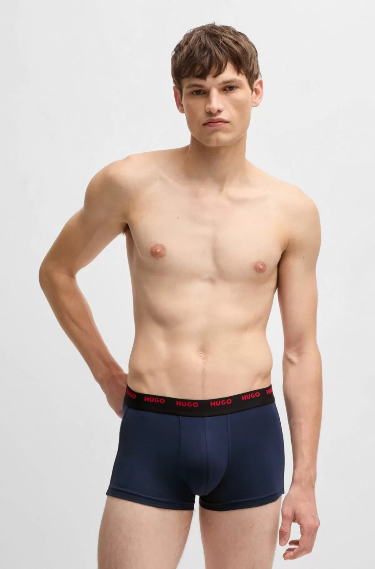 HUGO BOSS Pakke Med Fem Par Underbukser I Bomuld Med Stræk Og Logolinning Rød / Blå / Sort Shop