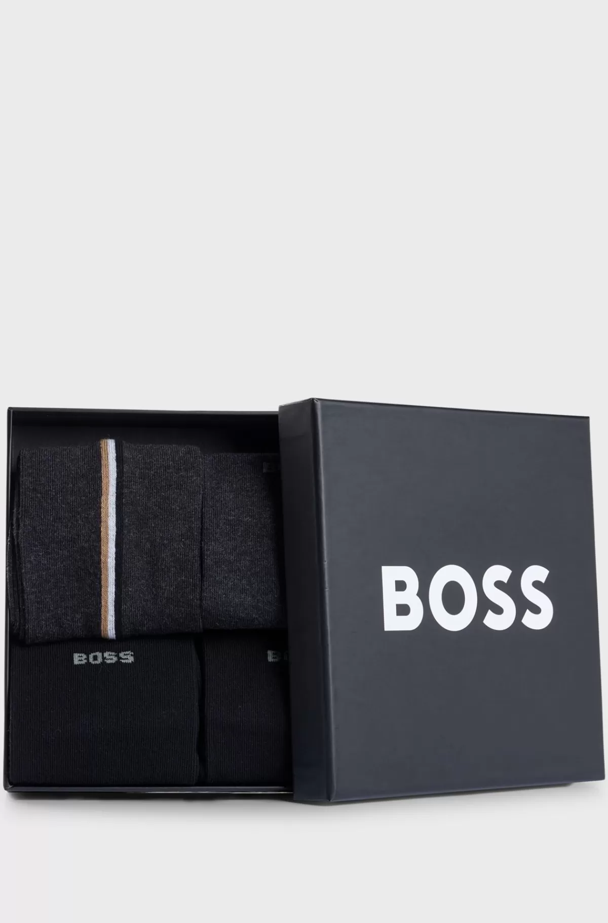 HUGO BOSS Pakke Med Fire Par Strømper I Almindelig Længde I En Bomuldsblanding Sort/grå Sale