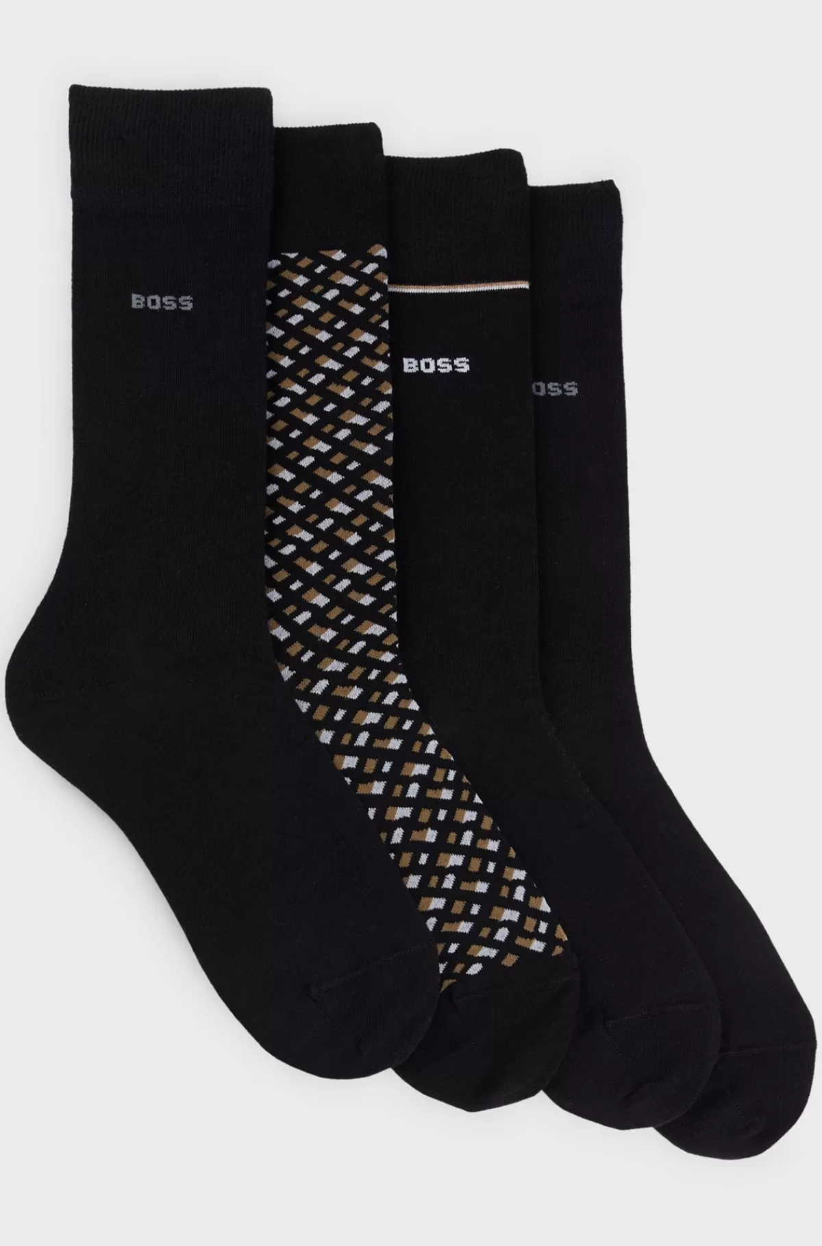 HUGO BOSS Pakke Med Fire Par Strømper I Bomuldsblanding Med Almindelig Længde Sort Hot