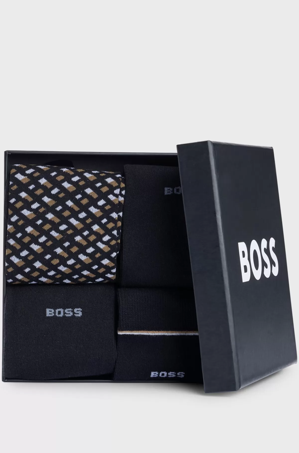 HUGO BOSS Pakke Med Fire Par Strømper I Bomuldsblanding Med Almindelig Længde Sort Hot