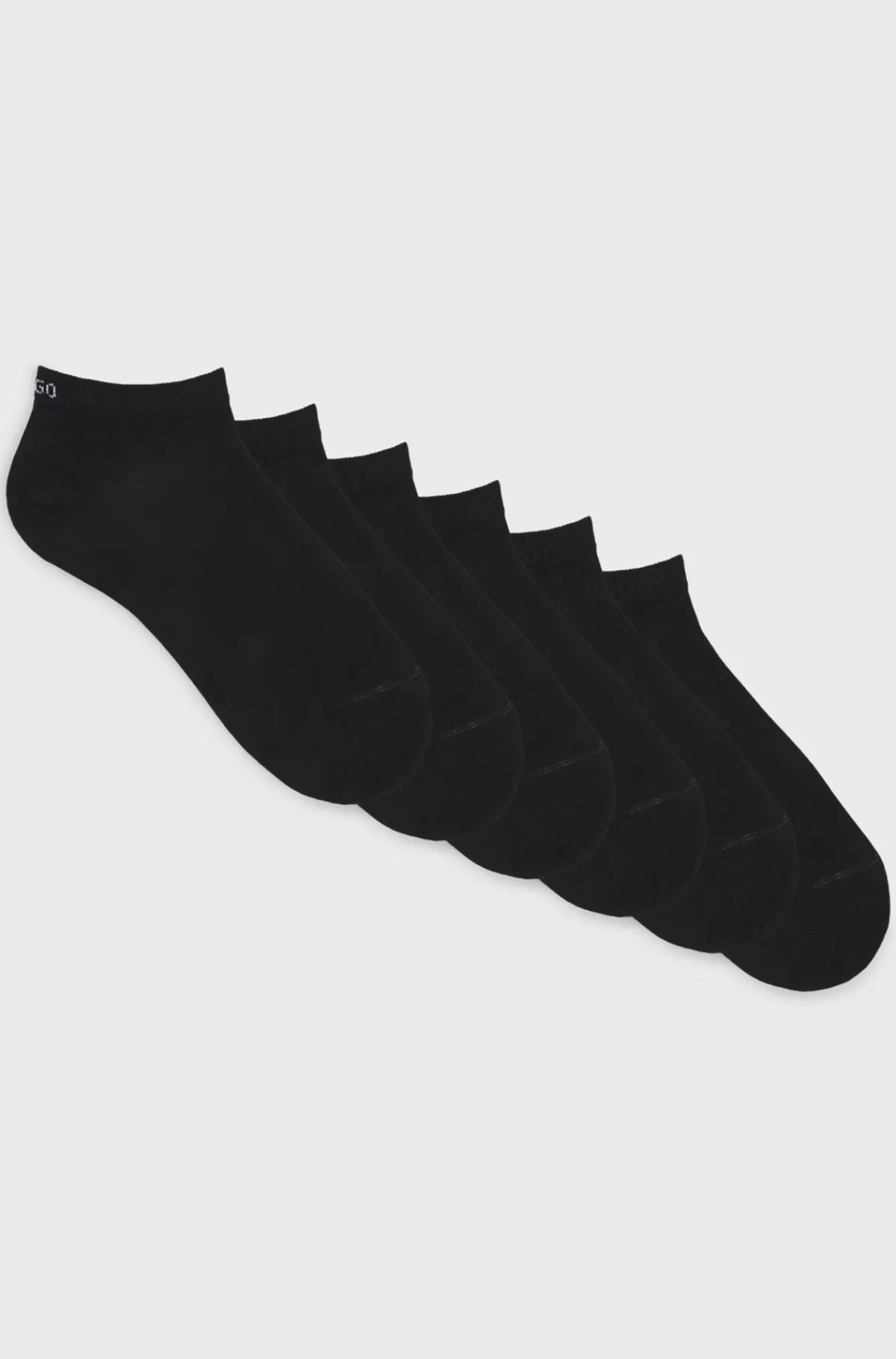 HUGO BOSS Pakke Med Seks Par Ankelsokker I En Bomuldsblanding Med Logoer Sort Clearance