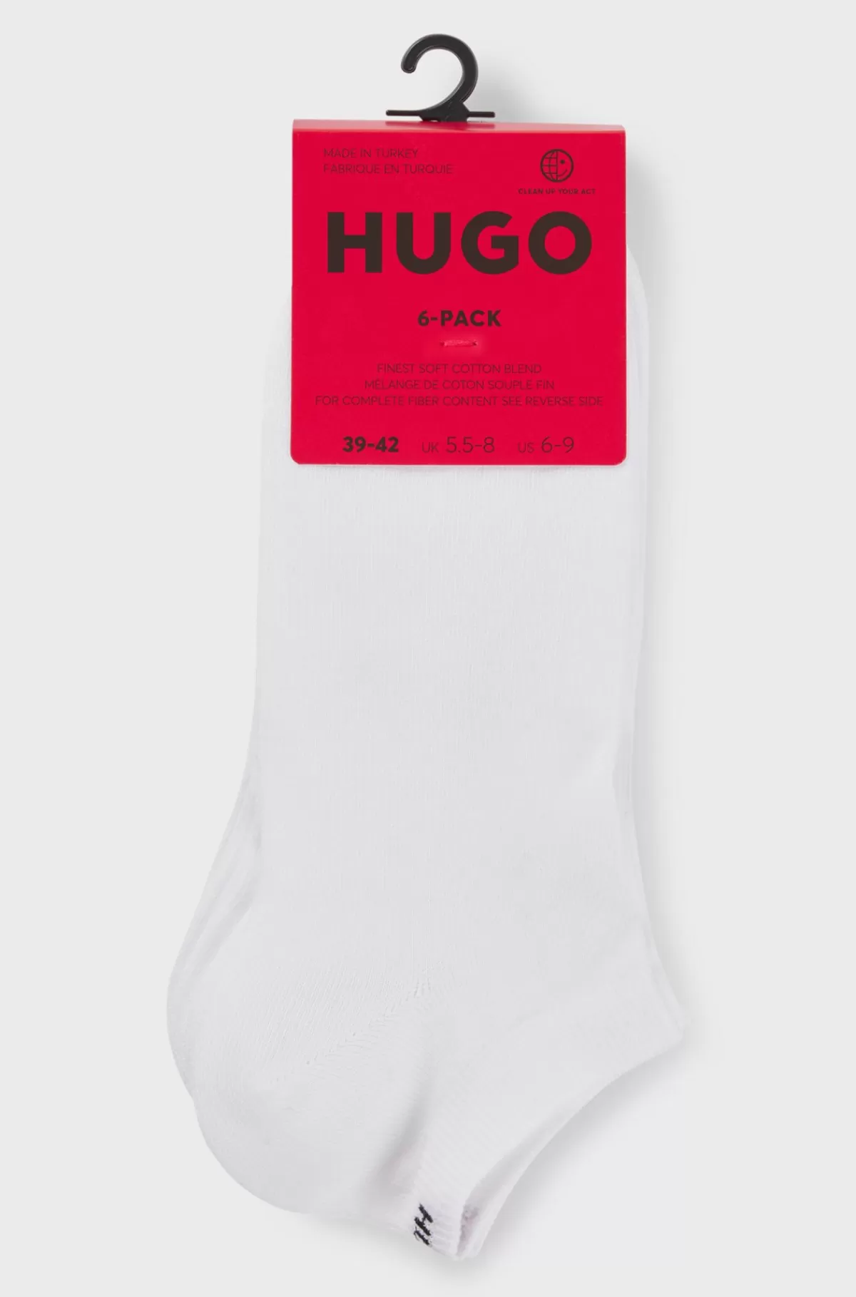 HUGO BOSS Pakke Med Seks Par Ankelsokker I En Bomuldsblanding Med Logoer Hvid Shop