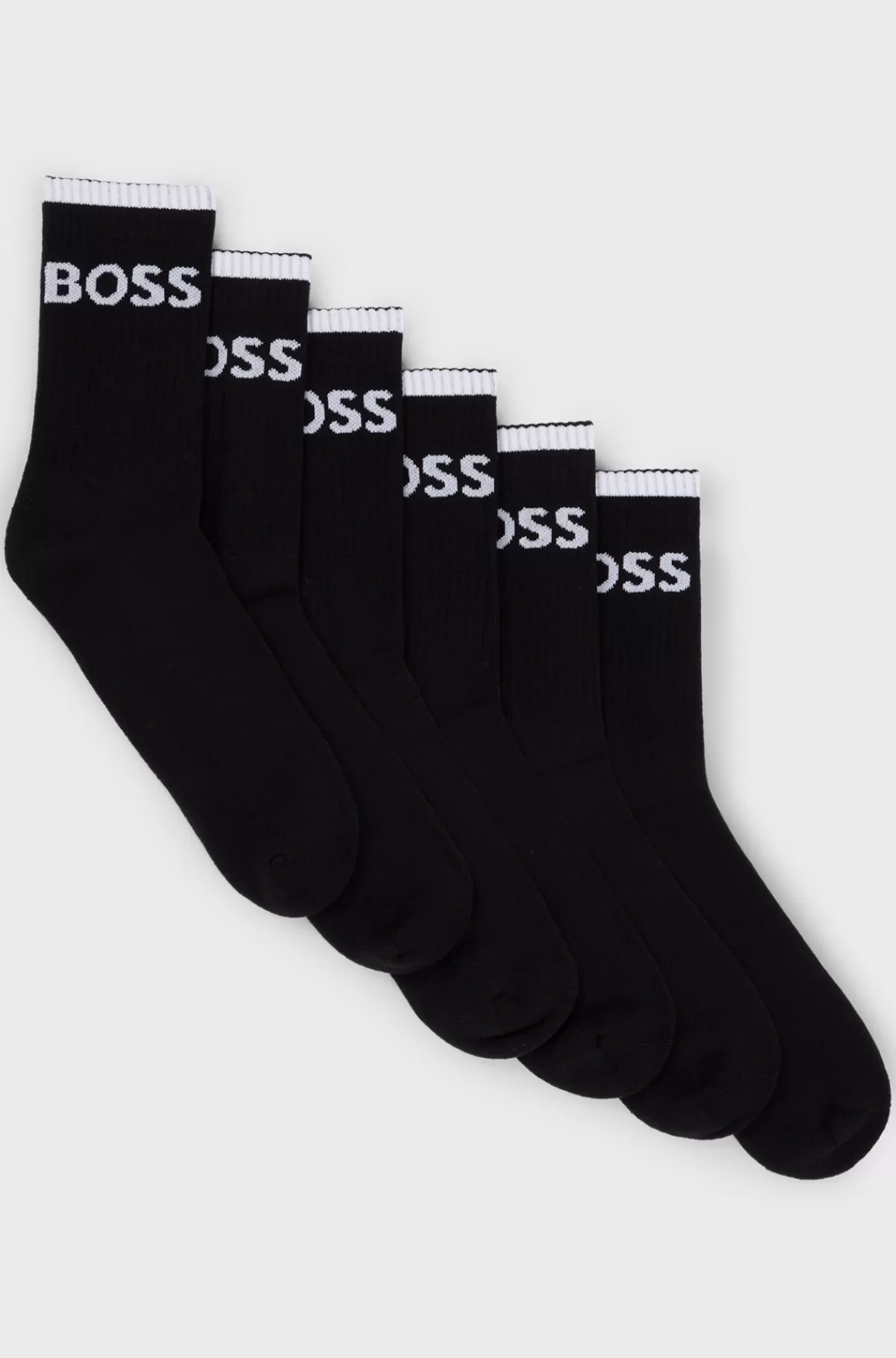 HUGO BOSS Pakke Med Seks Par Korte, Ribsokker I En Bomuldsblanding Sort Flash Sale