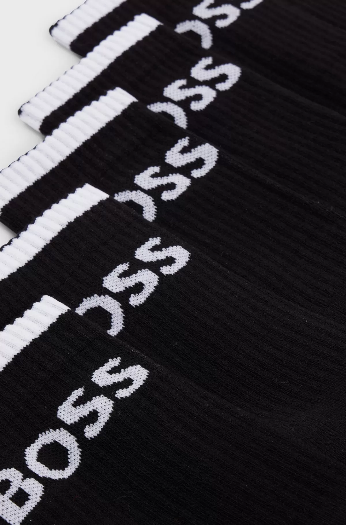 HUGO BOSS Pakke Med Seks Par Korte, Ribsokker I En Bomuldsblanding Sort Flash Sale