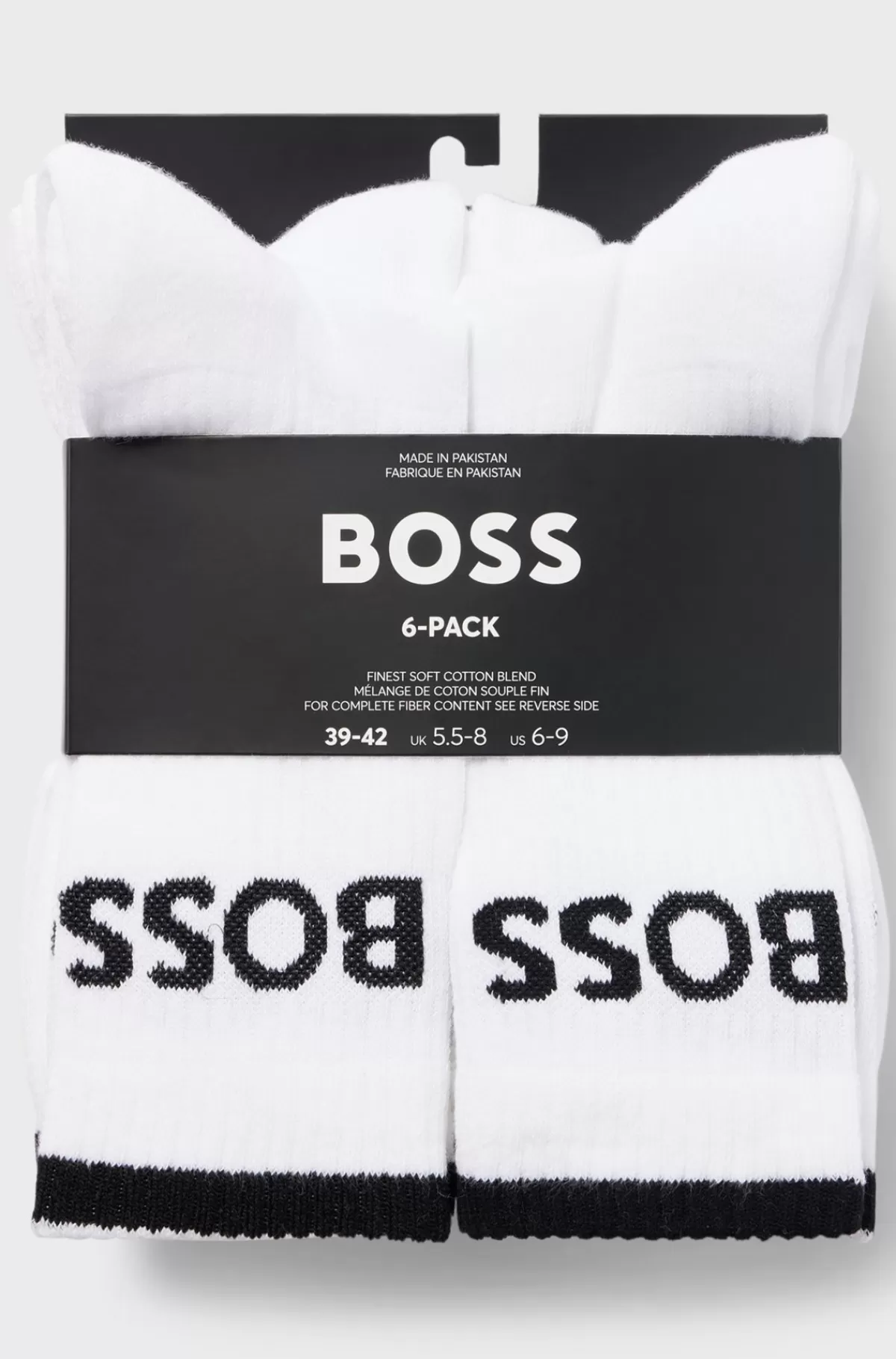 HUGO BOSS Pakke Med Seks Par Korte, Ribsokker I En Bomuldsblanding Hvid Sale