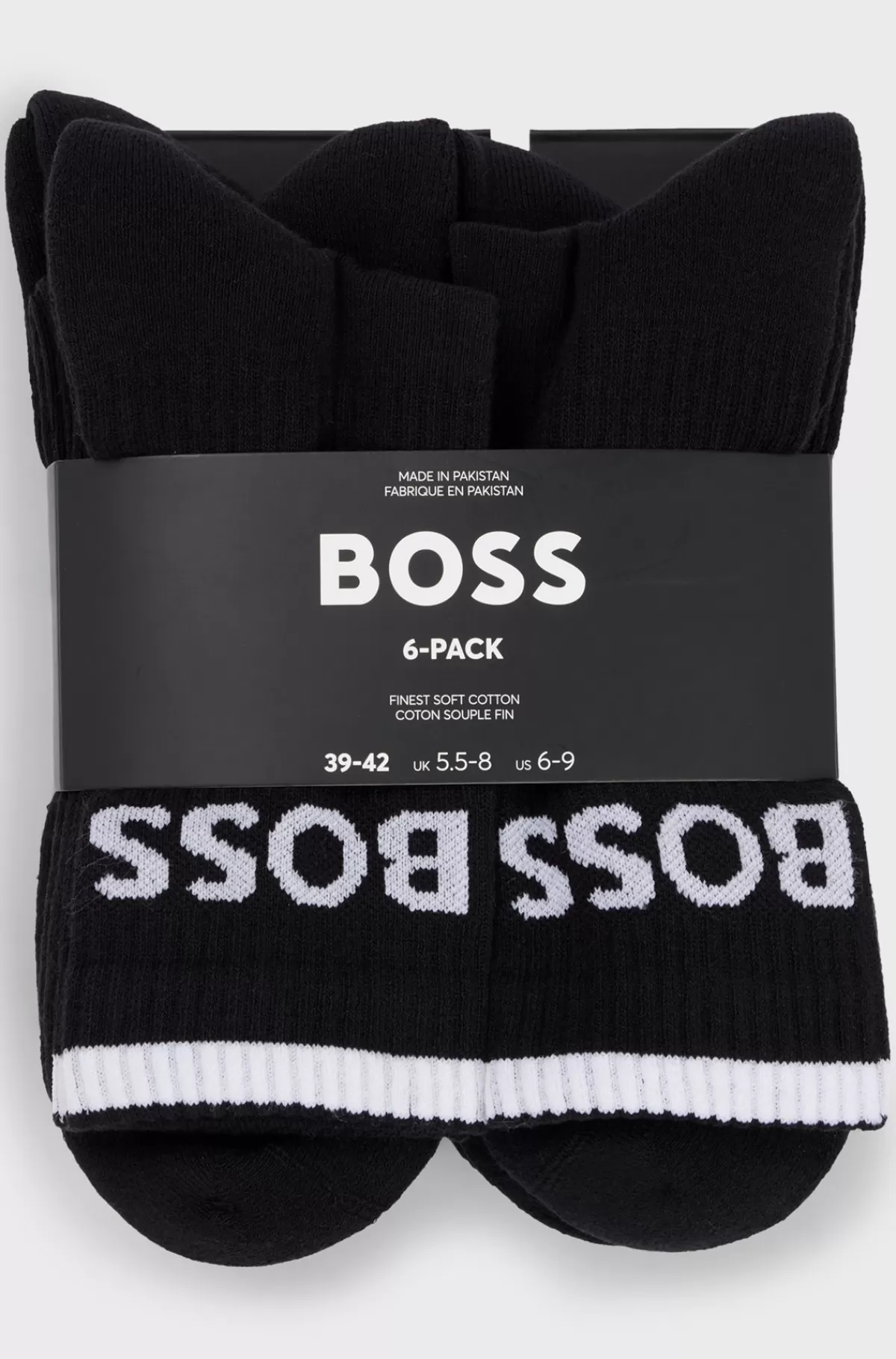 HUGO BOSS Pakke Med Seks Par Korte, Ribsokker I En Bomuldsblanding Sort Flash Sale