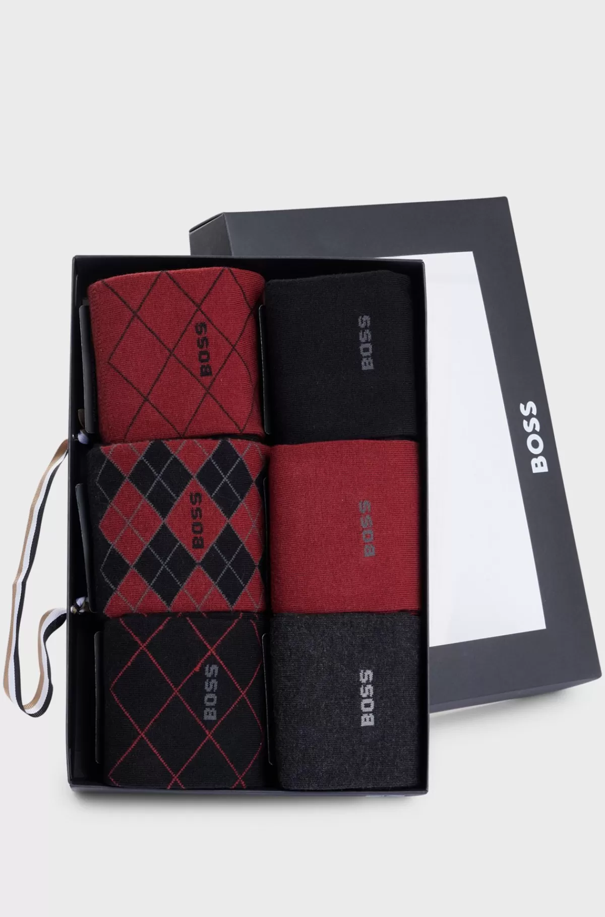 HUGO BOSS Pakke Med Seks Par Strømper I Almindelig Længde I En Bomuldsblanding Sort/mørkegrå/rød Flash Sale