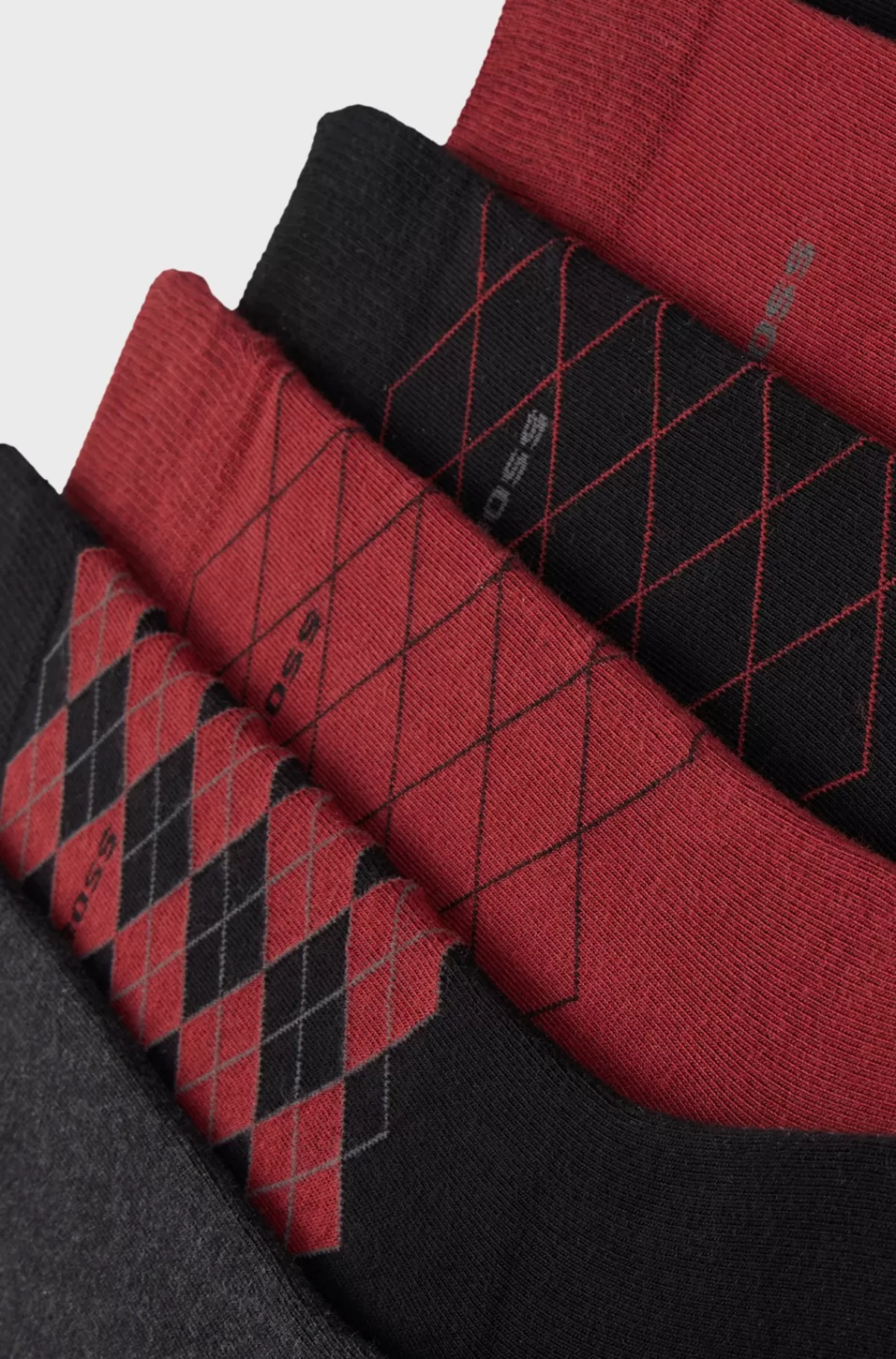HUGO BOSS Pakke Med Seks Par Strømper I Almindelig Længde I En Bomuldsblanding Sort/mørkegrå/rød Flash Sale