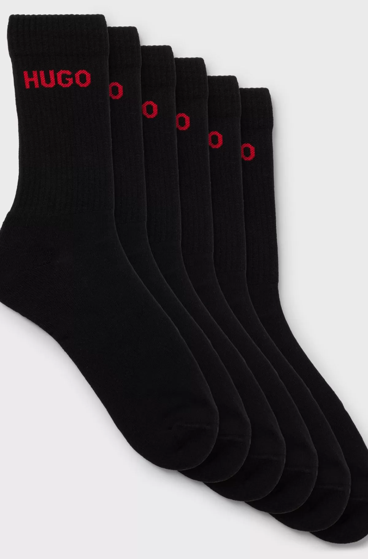HUGO BOSS Pakke Med Seks Par Strømper I Kvart Længde Med Logodetalje Sort Fashion