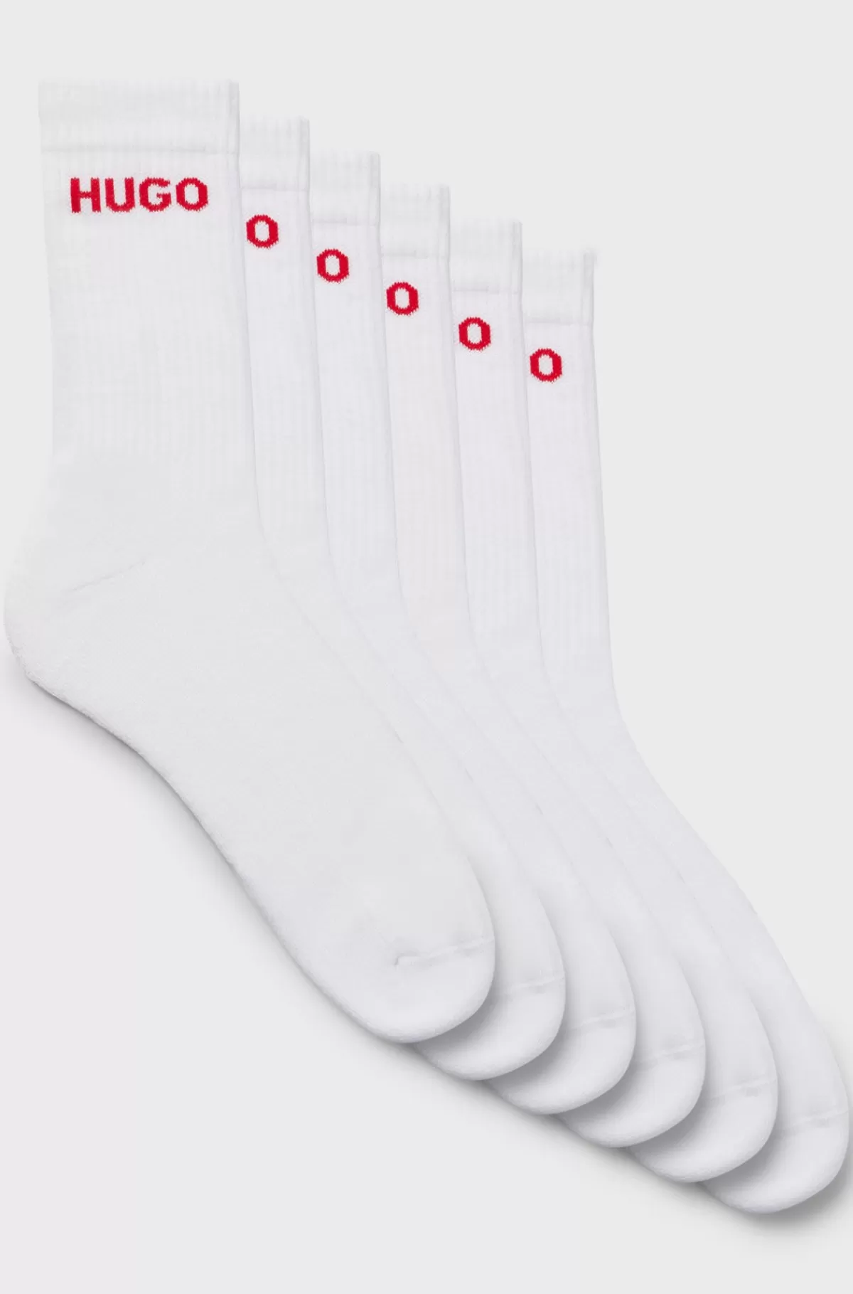 HUGO BOSS Pakke Med Seks Par Strømper I Kvart Længde Med Logodetalje Hvid Shop