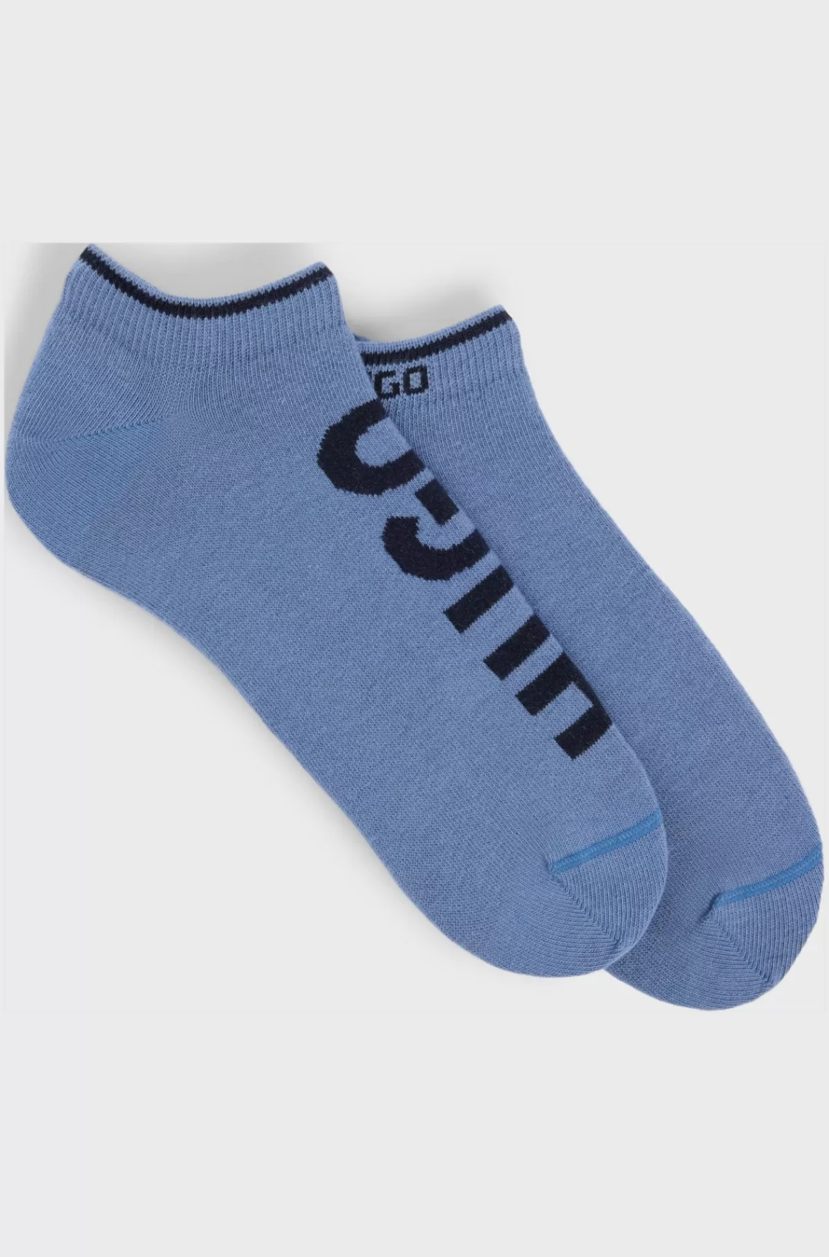 HUGO BOSS Pakke Med To Ankelstrømper I En Bomuldsblanding Med Logoer Blå Cheap