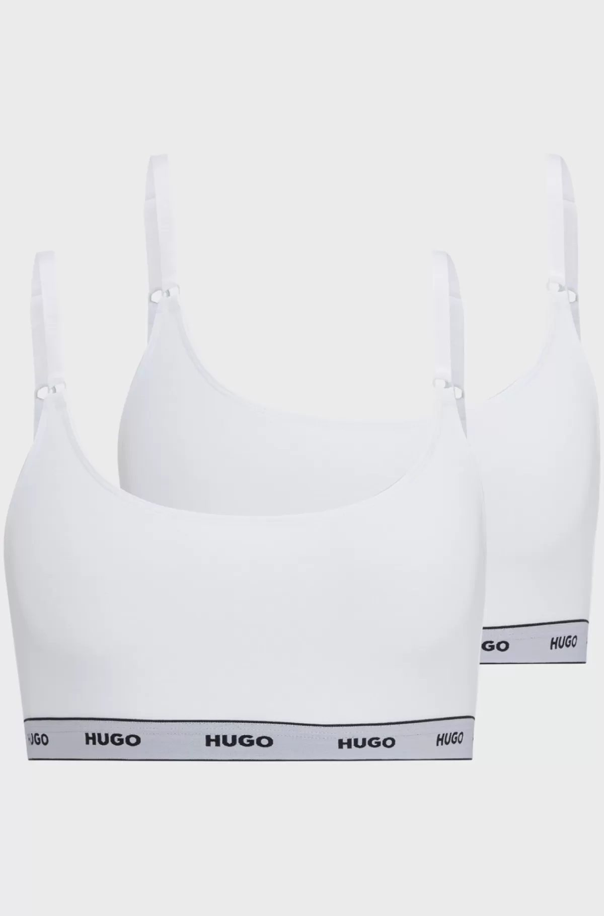 HUGO BOSS Pakke Med To Braletter I Bomuld Med Stræk Og Logobånd Hvid Outlet