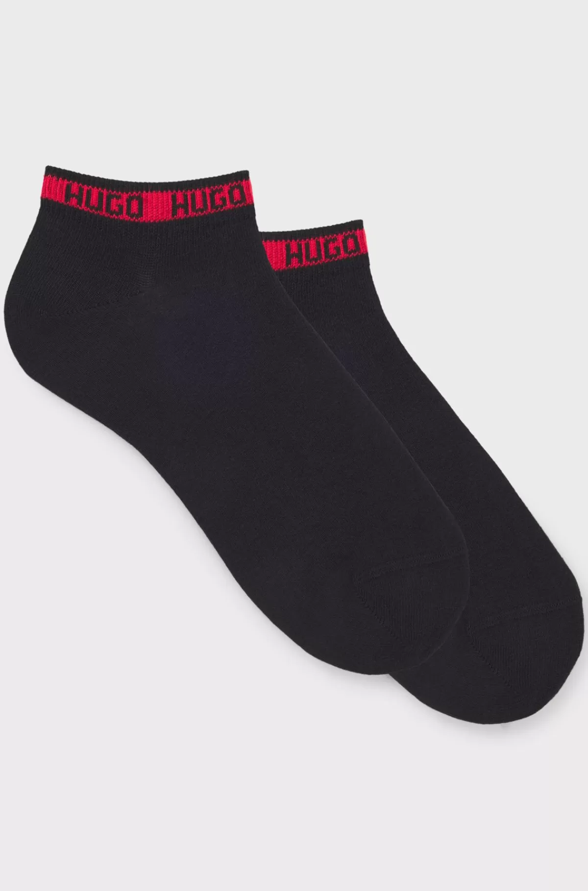 HUGO BOSS Pakke Med To Par Ankellange Sokker Med Brandede Kanter Sort Cheap