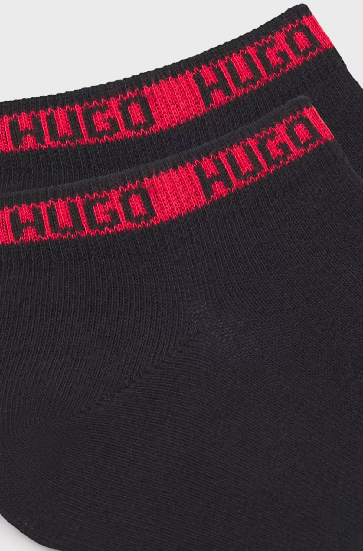HUGO BOSS Pakke Med To Par Ankellange Sokker Med Brandede Kanter Sort Cheap