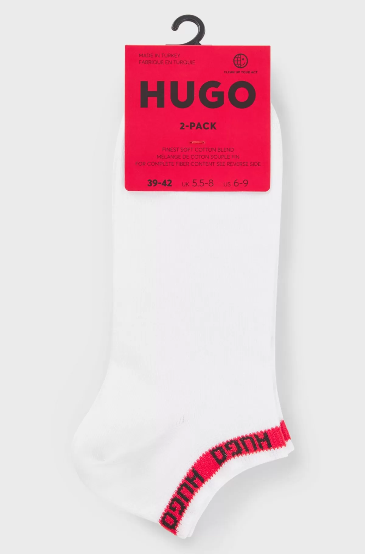 HUGO BOSS Pakke Med To Par Ankellange Sokker Med Brandede Kanter Hvid Store