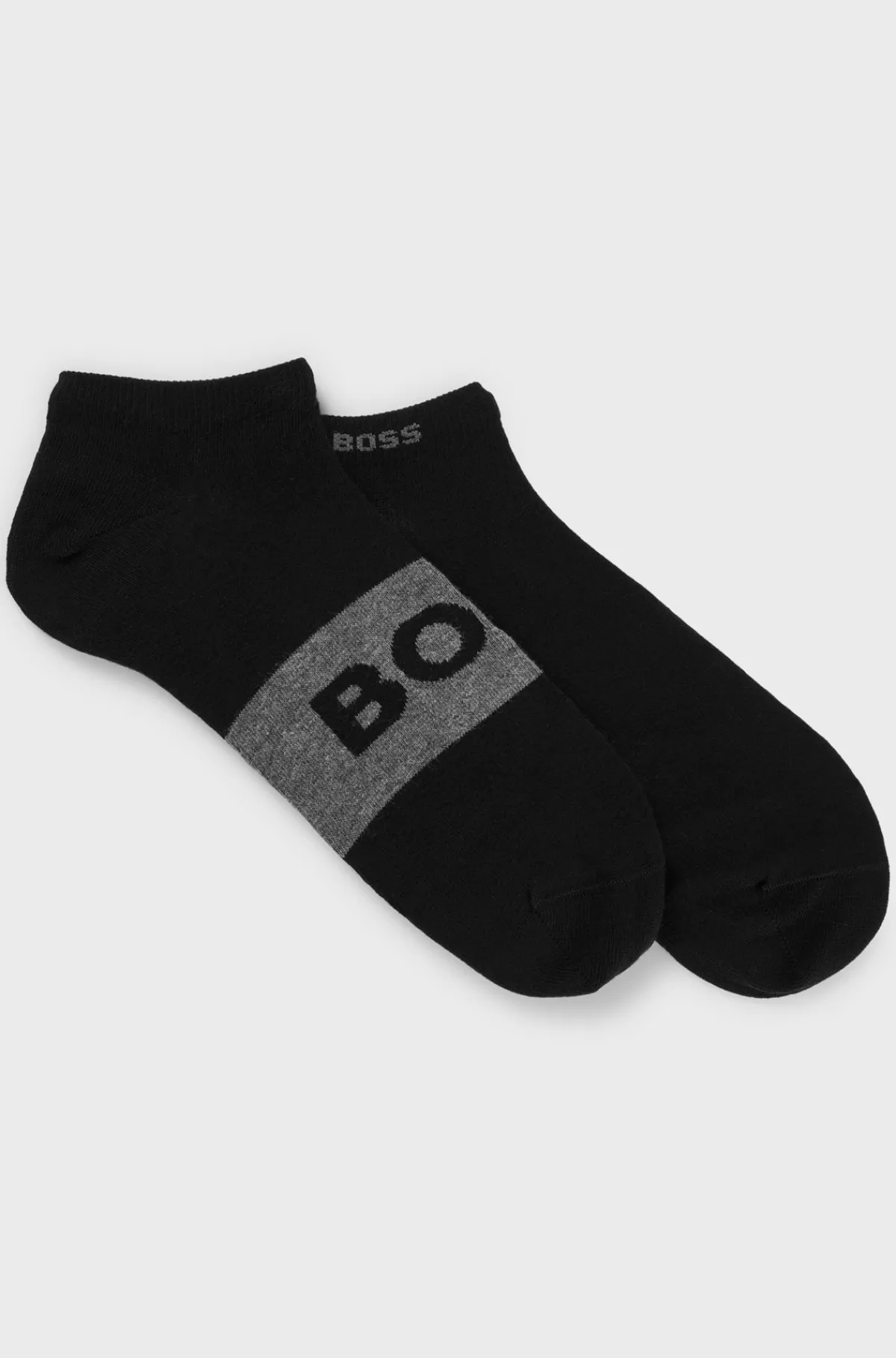 HUGO BOSS Pakke Med To Par Ankellange Strømper I Stof Med Stræk Sort Flash Sale