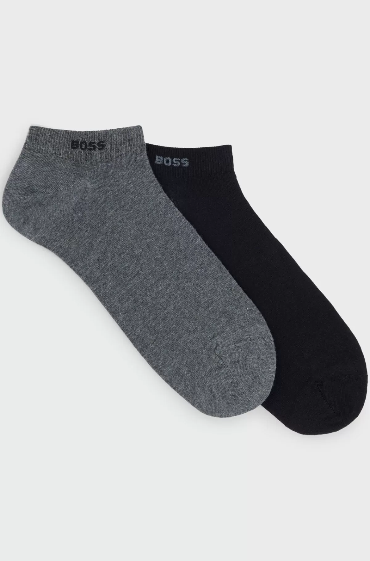 HUGO BOSS Pakke Med To Par Ankellange Strømper I Stof Med Stræk Sort/grå New