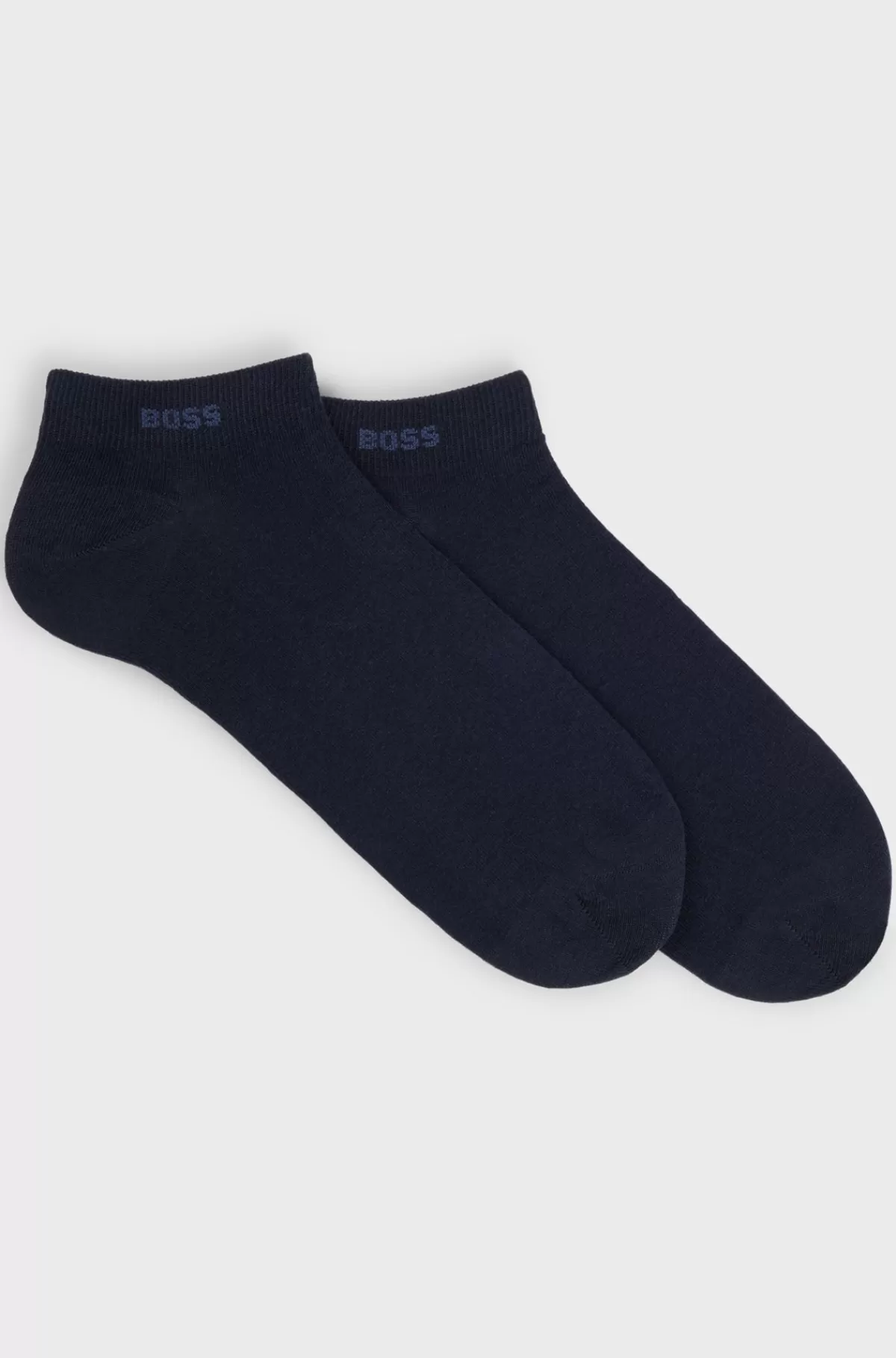 HUGO BOSS Pakke Med To Par Ankellange Strømper I Stof Med Stræk Mørkeblå Best