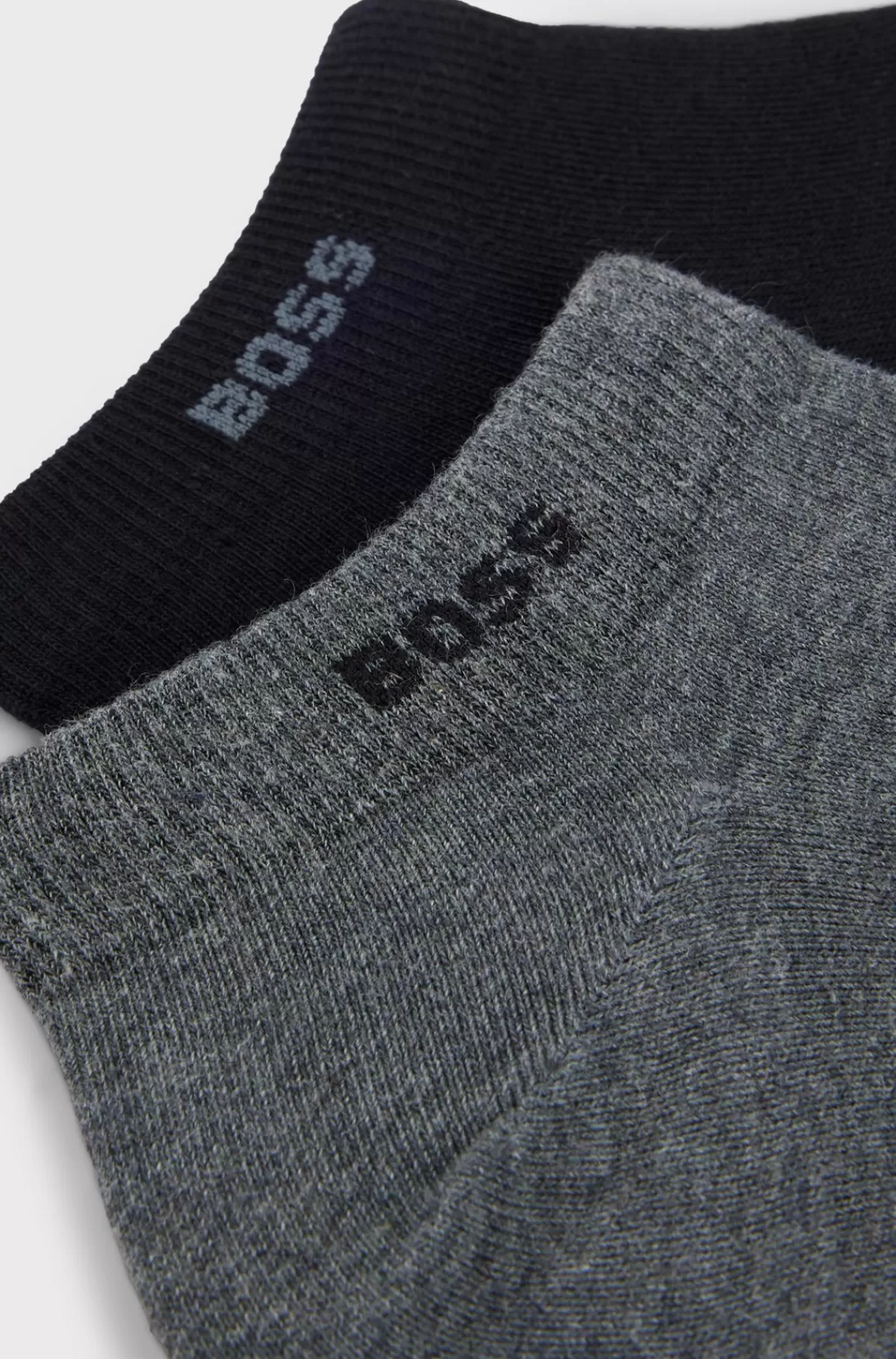 HUGO BOSS Pakke Med To Par Ankellange Strømper I Stof Med Stræk Sort/grå New