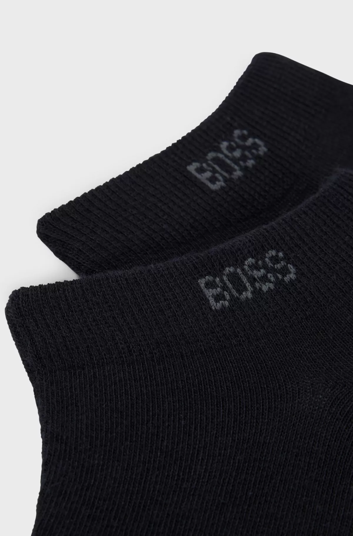 HUGO BOSS Pakke Med To Par Ankellange Strømper I Stof Med Stræk Sort Cheap
