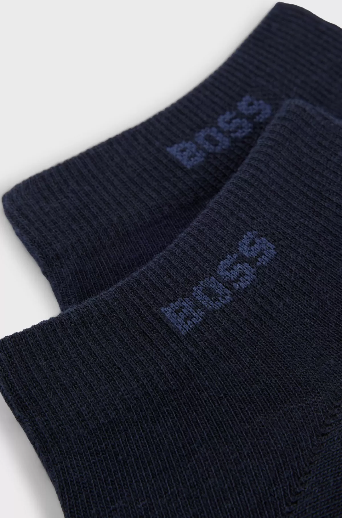 HUGO BOSS Pakke Med To Par Ankellange Strømper I Stof Med Stræk Mørkeblå Best
