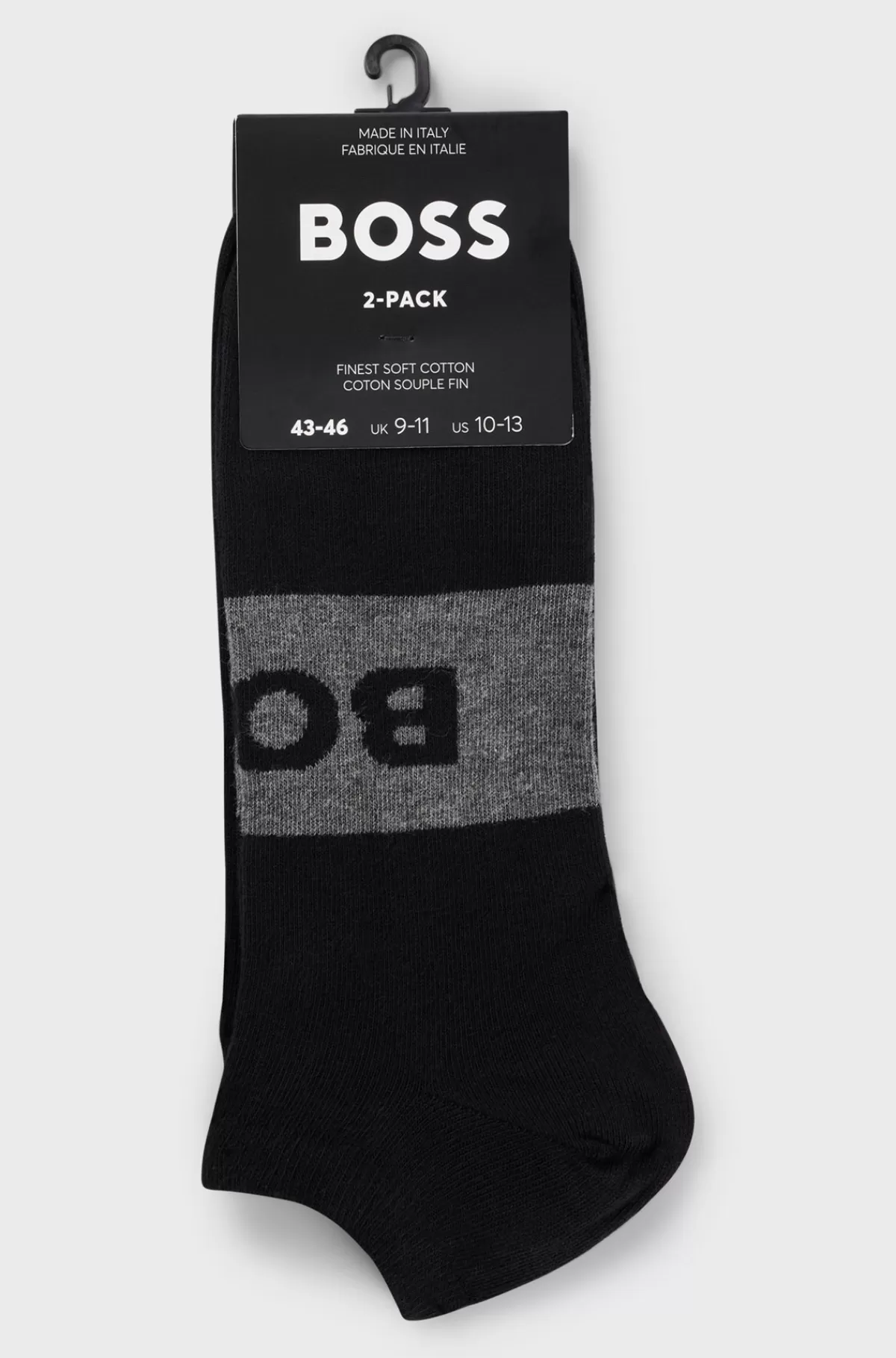 HUGO BOSS Pakke Med To Par Ankellange Strømper I Stof Med Stræk Sort Flash Sale