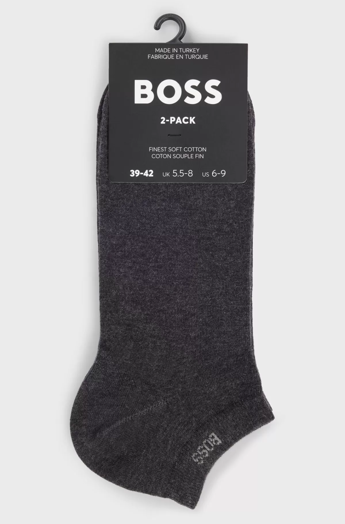 HUGO BOSS Pakke Med To Par Ankellange Strømper I Stof Med Stræk Mørkegrå Flash Sale