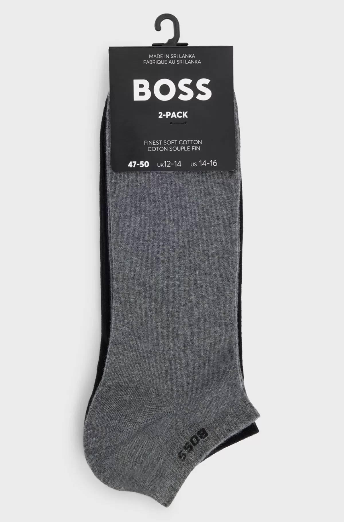 HUGO BOSS Pakke Med To Par Ankellange Strømper I Stof Med Stræk Sort/grå New