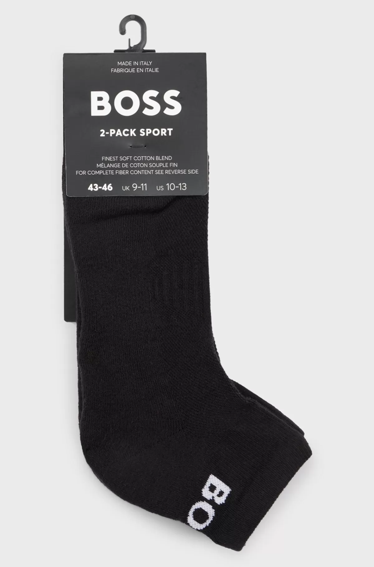 HUGO BOSS Pakke Med To Par Ankellange Strømper I Stof Med Stræk Sort Outlet
