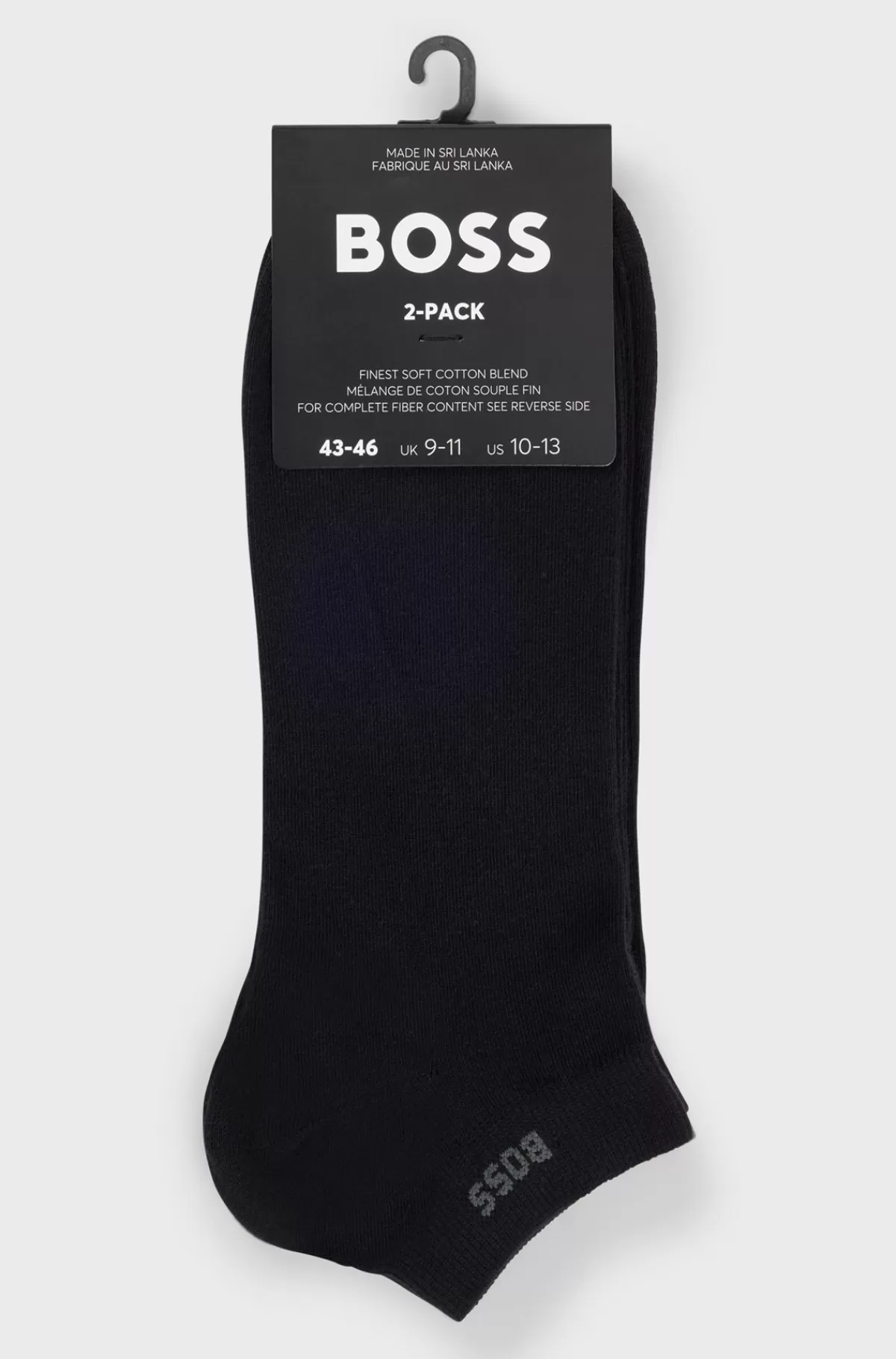 HUGO BOSS Pakke Med To Par Ankellange Strømper I Stof Med Stræk Sort Cheap