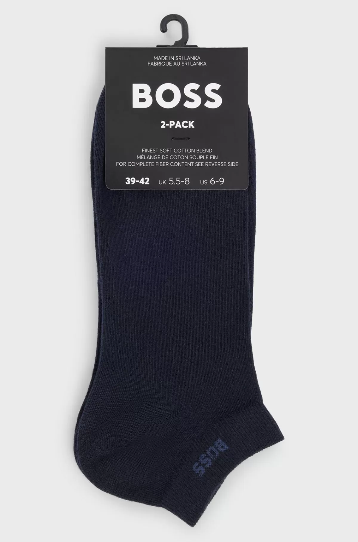 HUGO BOSS Pakke Med To Par Ankellange Strømper I Stof Med Stræk Mørkeblå Best