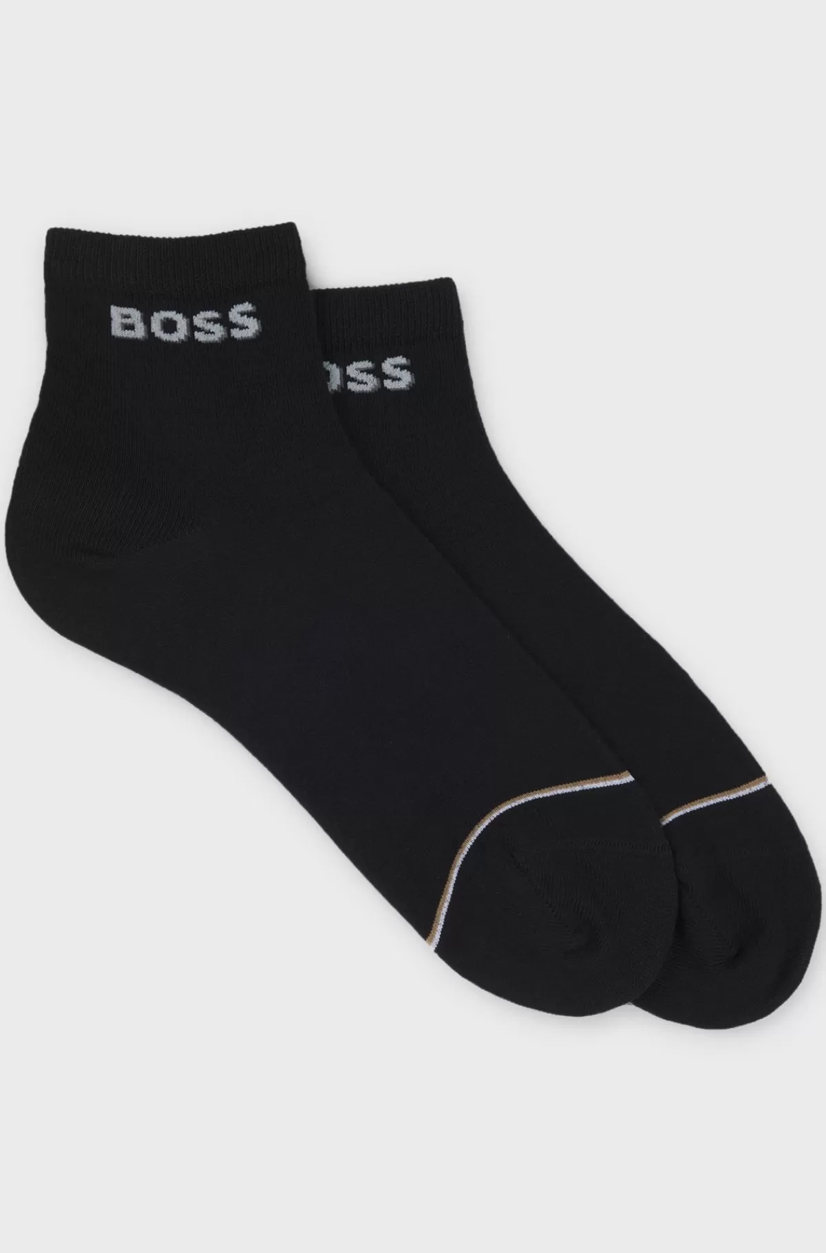 HUGO BOSS Pakke Med To Par Korte Sokker I Bomuldsblanding Med Logoer Sort Outlet
