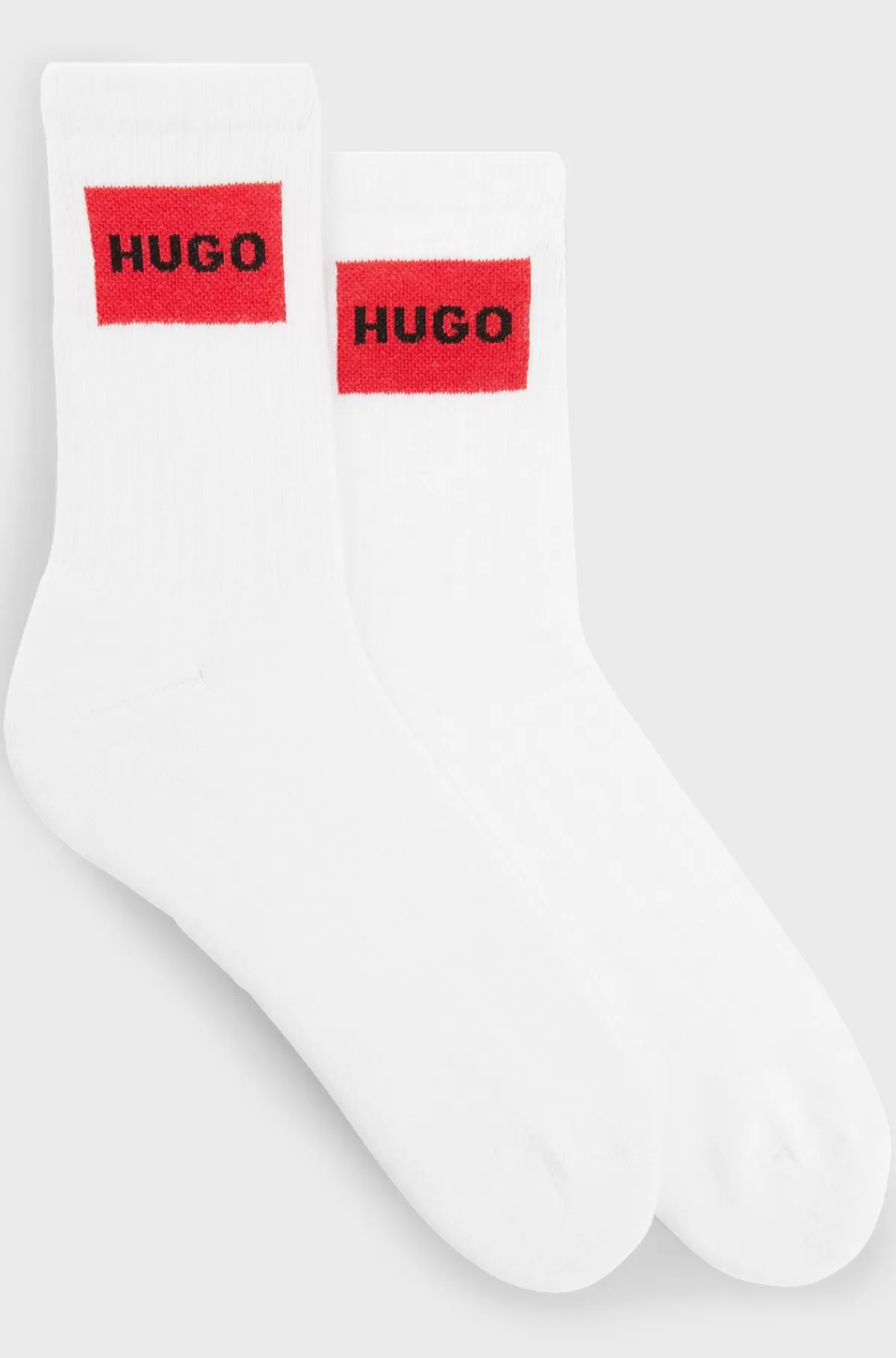HUGO BOSS Pakke Med To Par Korte Sokker Med Røde Logoer Hvid Store