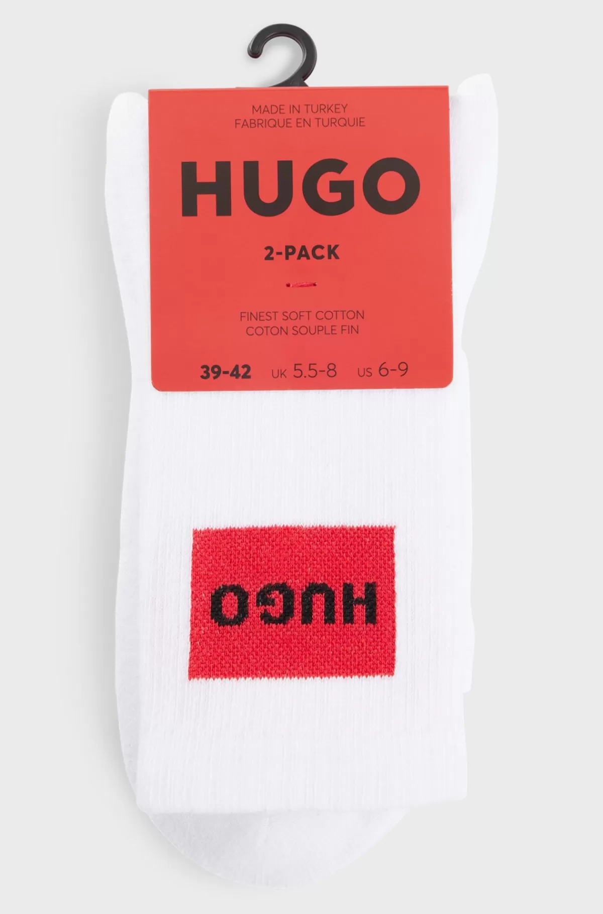 HUGO BOSS Pakke Med To Par Korte Sokker Med Røde Logoer Hvid Store