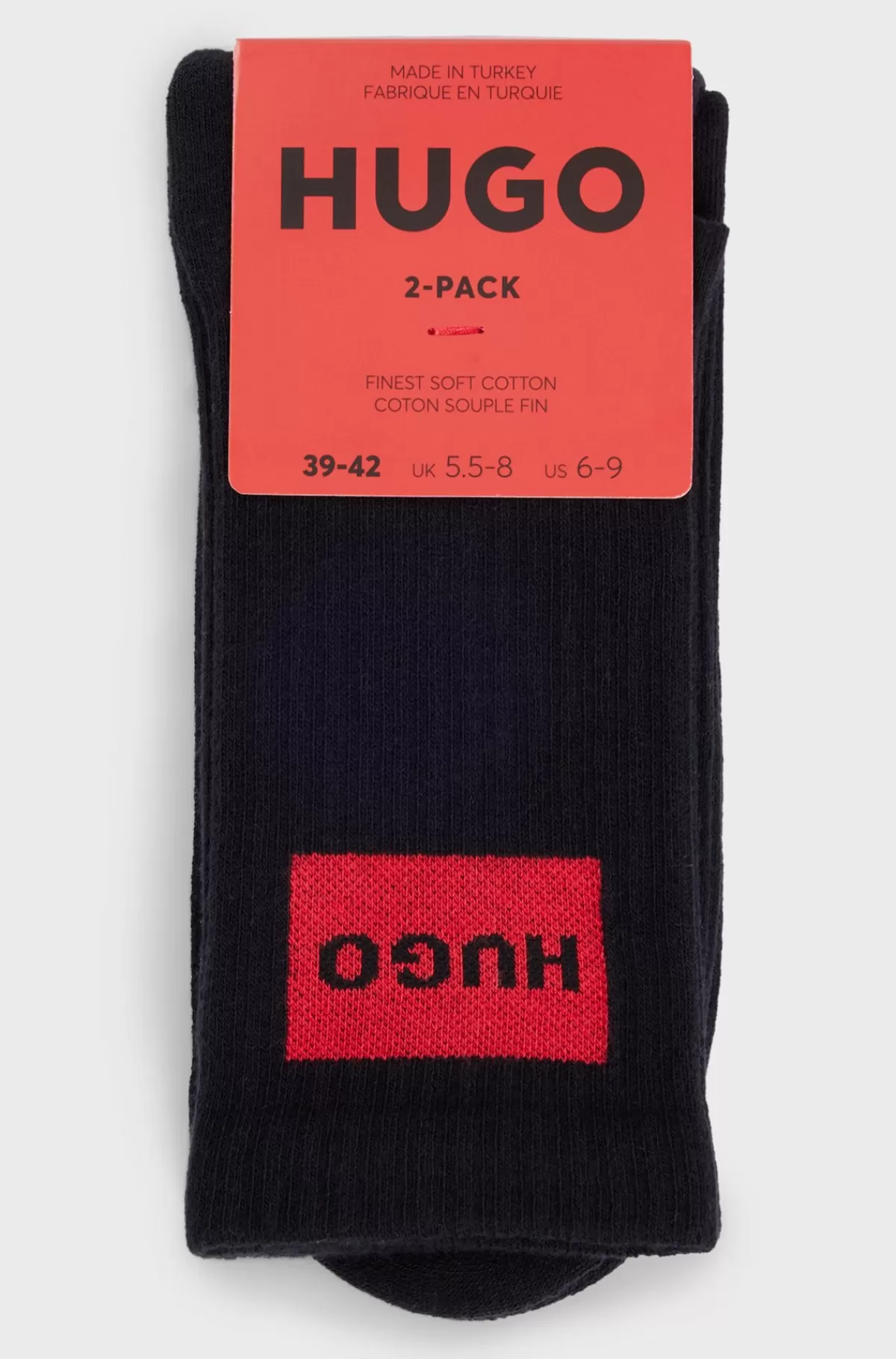HUGO BOSS Pakke Med To Par Korte Sokker Med Røde Logomærkater Sort Shop